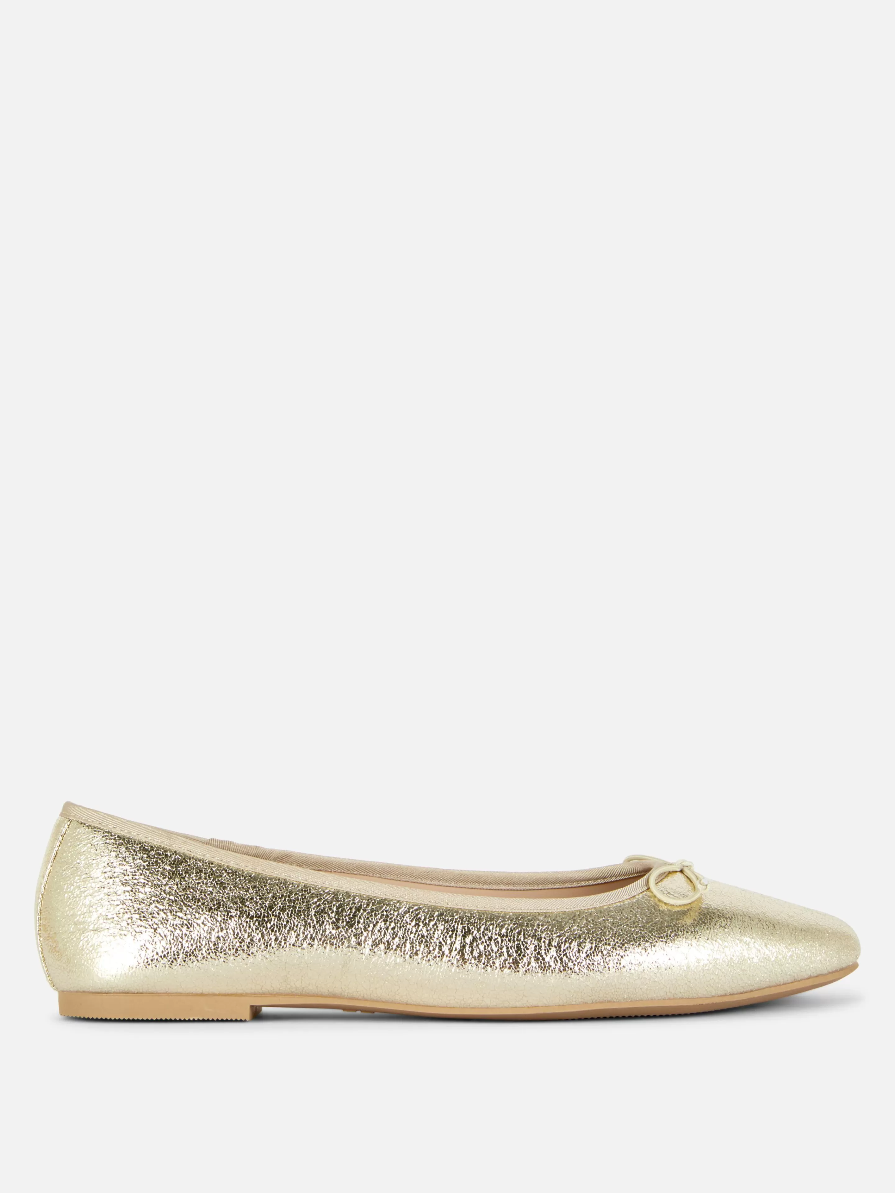 Primark Flache Schuhe | Flache Schuhe Mit Schleife Gold