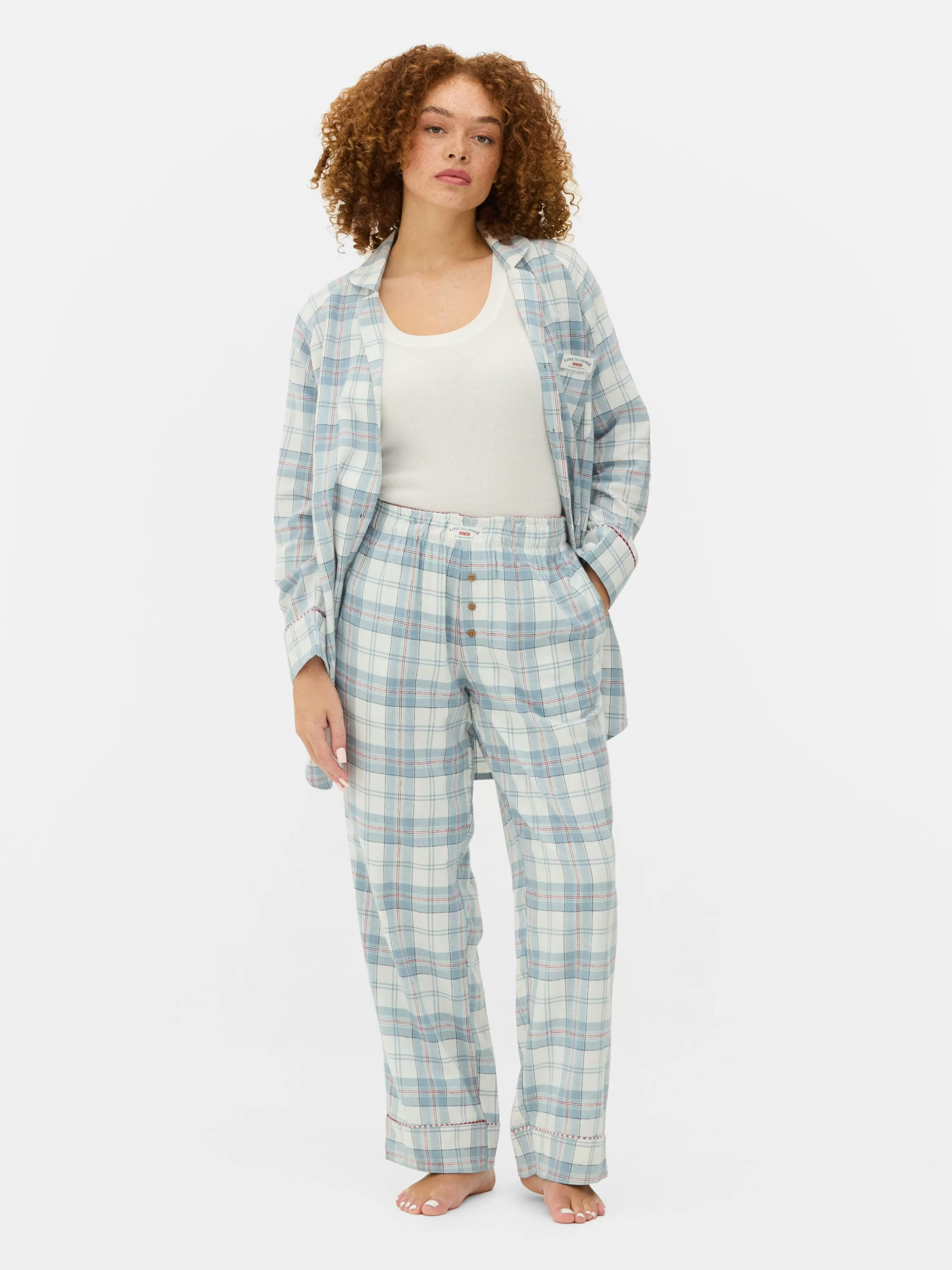 Primark Schlafanzughosen | Flanell-Schlafanzughose Mit Karomuster Blau