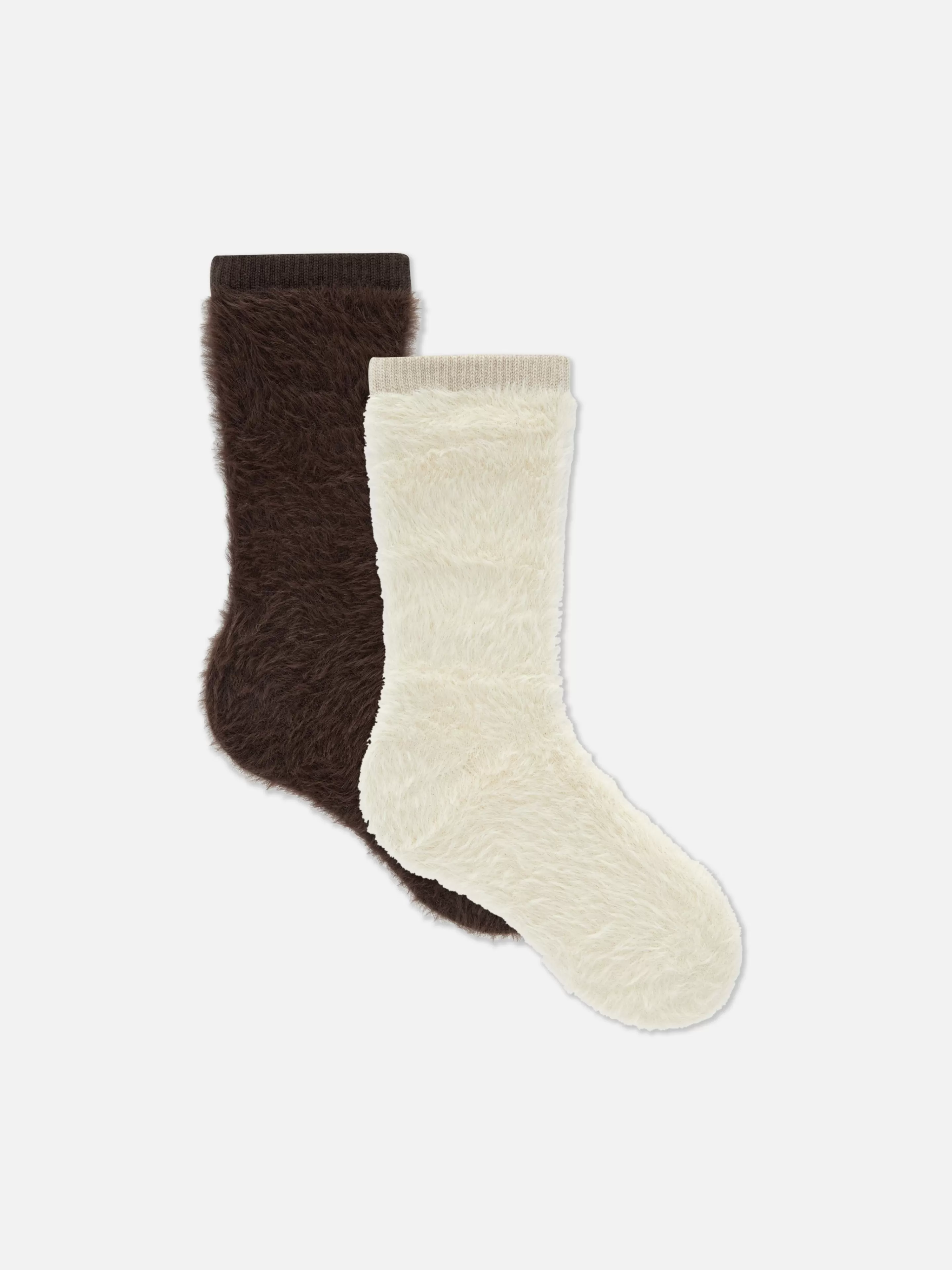 Primark Hausschuhe | Socken | Flauschige Socken, 2er-Pack Naturfarben