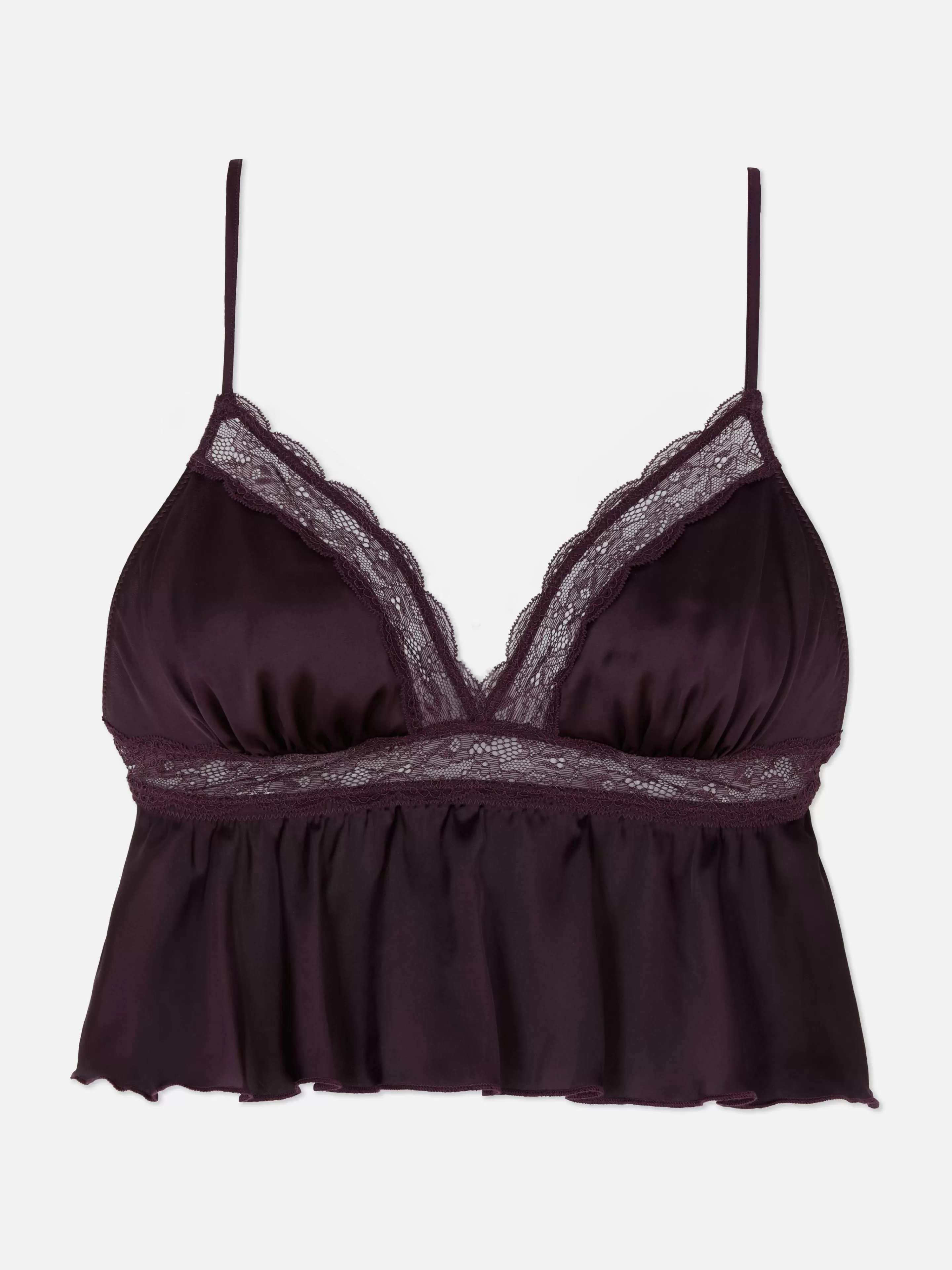 Primark Bhs | Fließender Satin-Bralette-BH Mit Spitze Weinrot