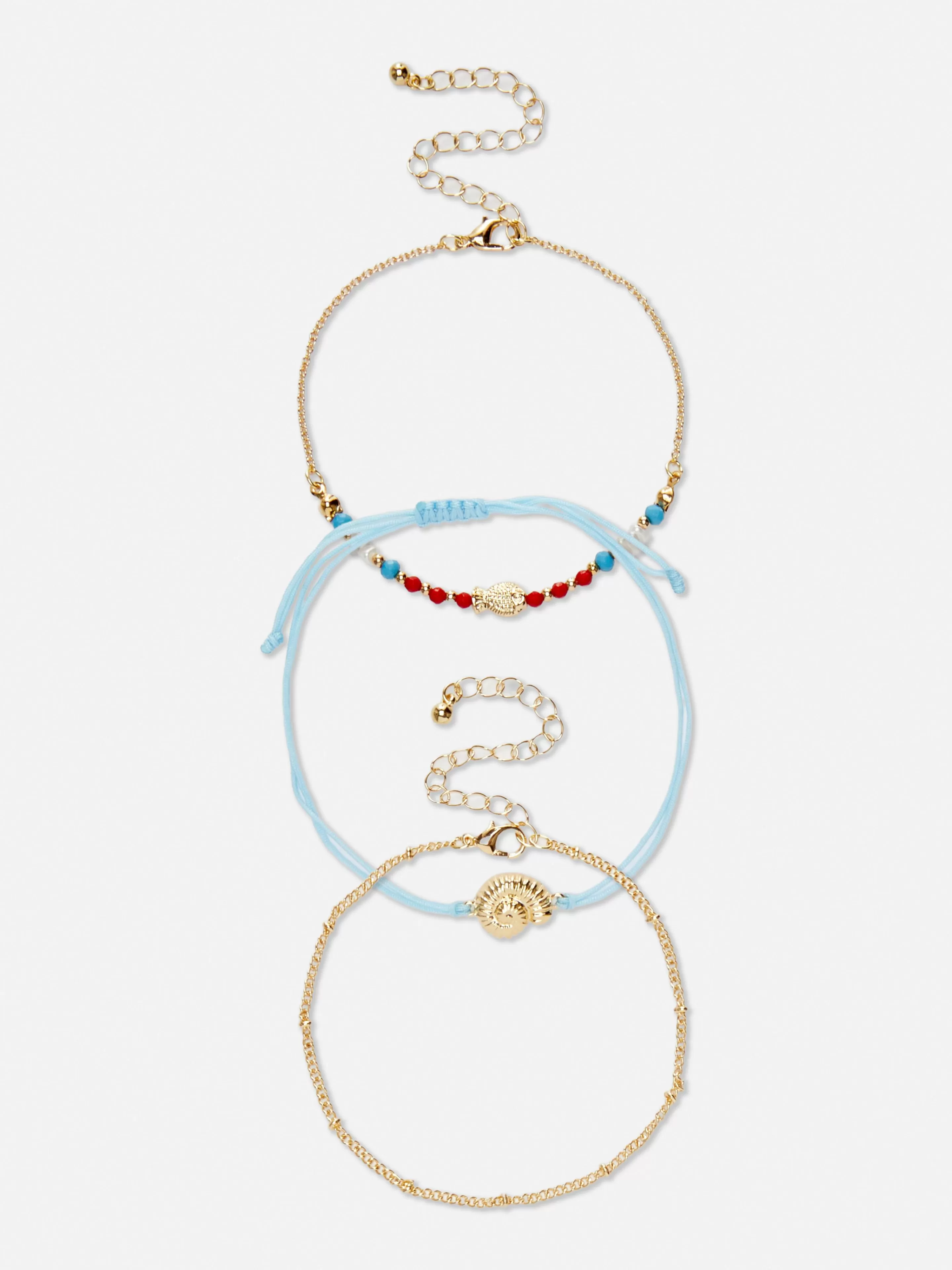 Primark Schmuck | Fußkettchen Mit Muschelanhänger, 3er-Pack Blau