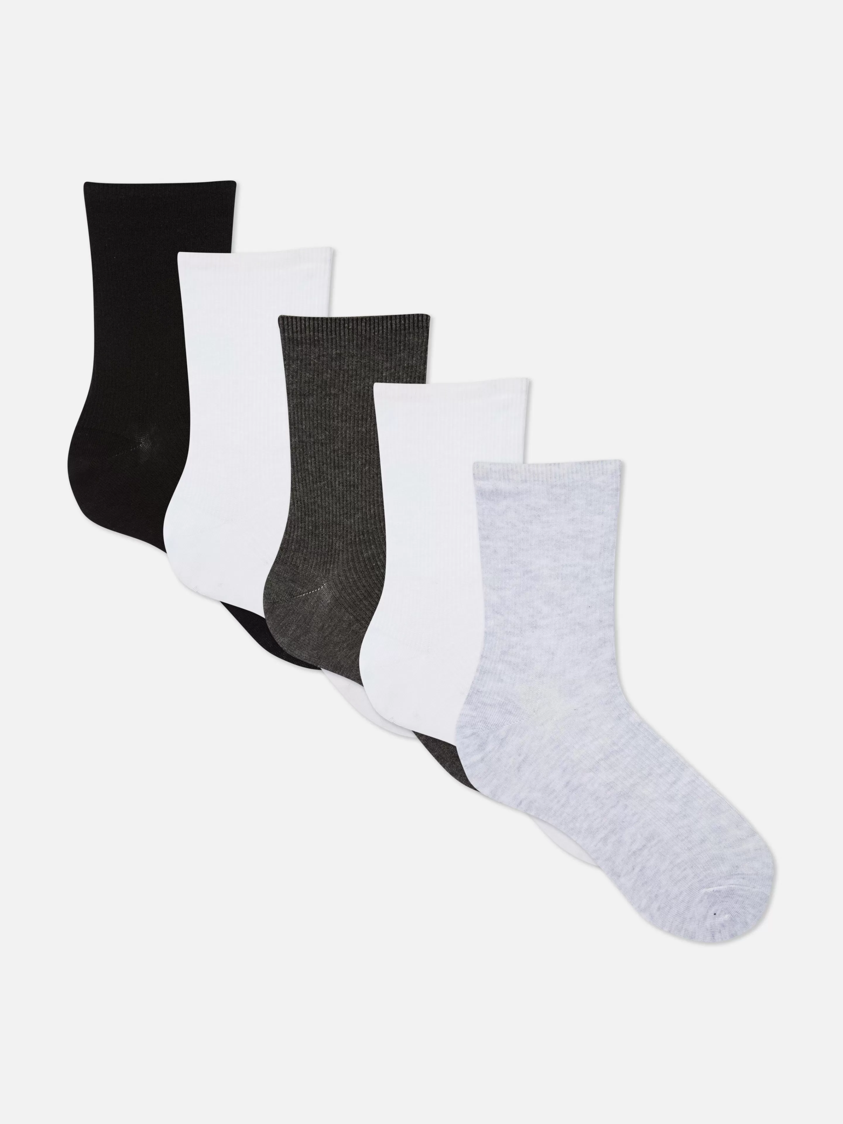 Primark Socken | Gerippte Crew-Socken, 5er-Pack Grau