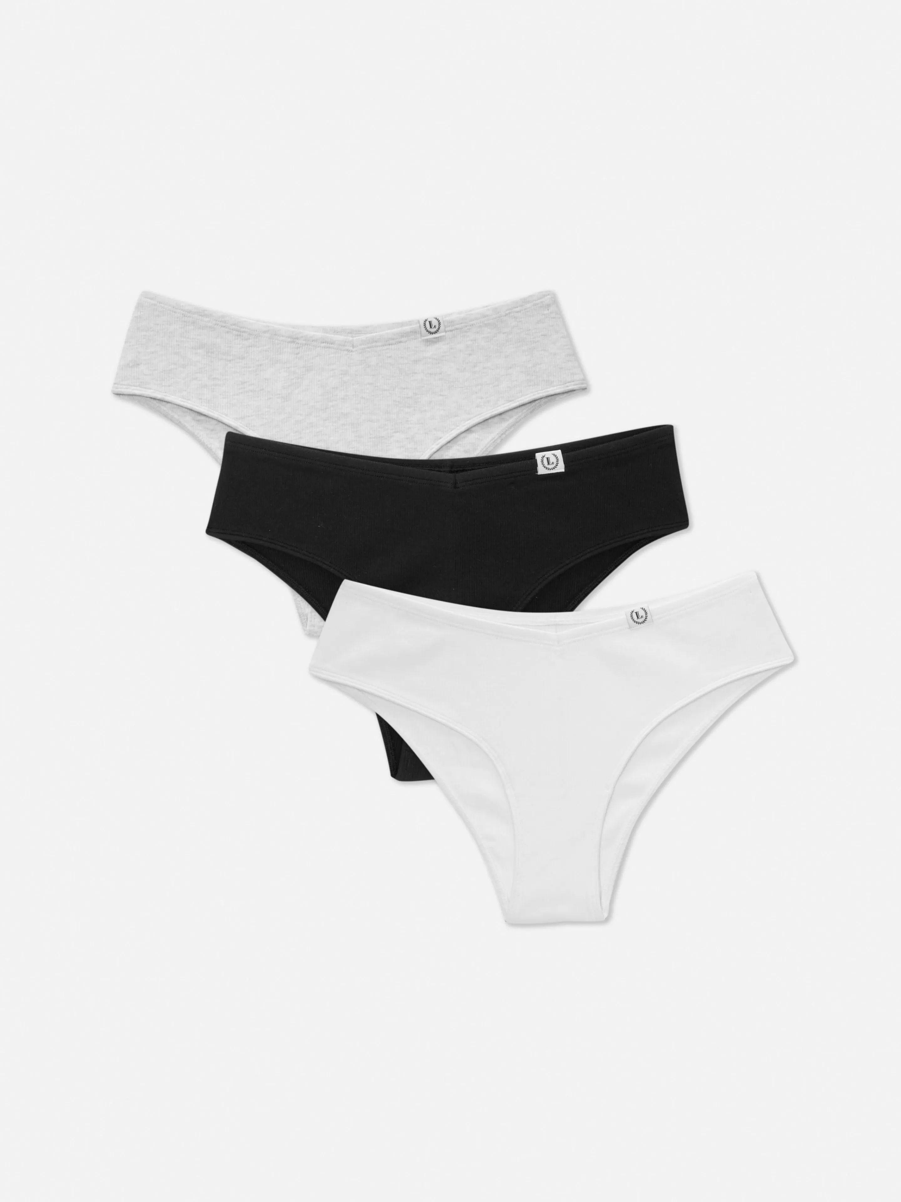 Primark Slips | Gerippte Hipster-Slips, 3er-Pack Schwarz/Weiß