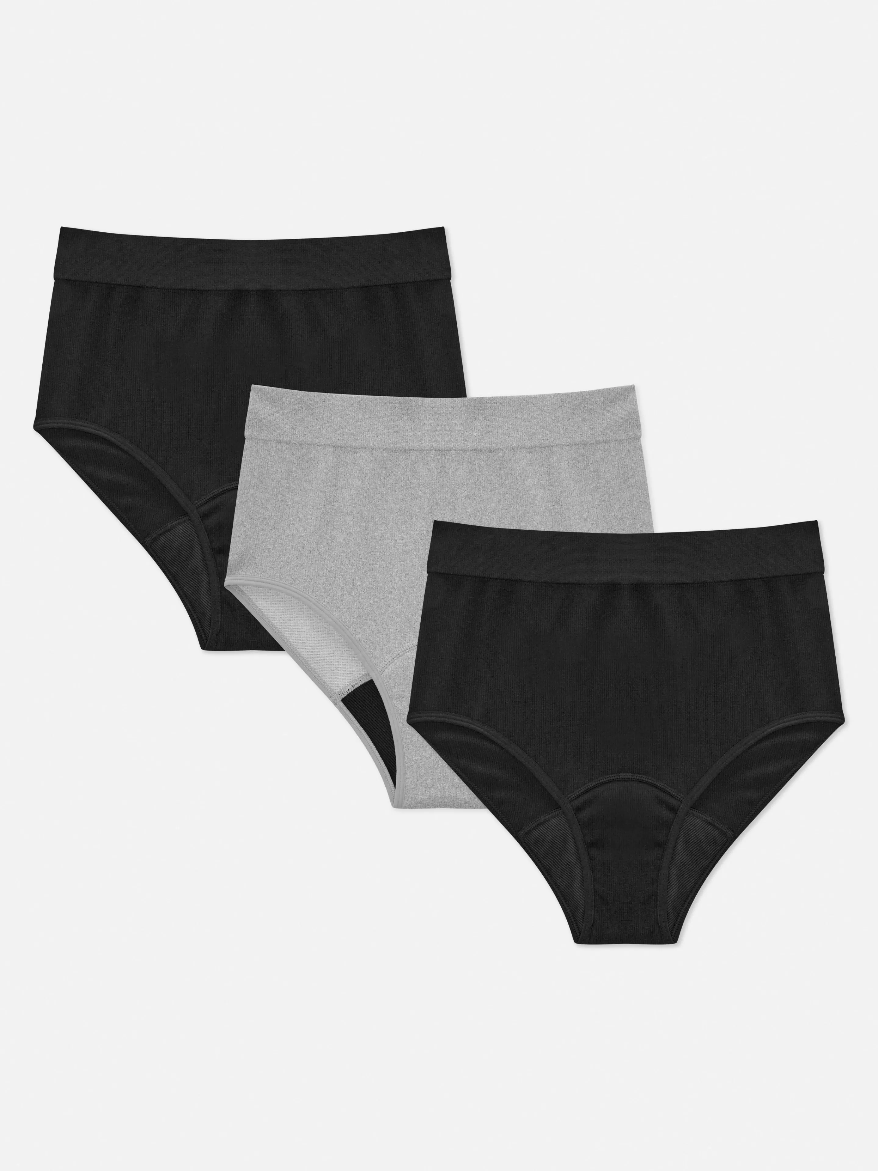 Primark Slips | Gerippte Slips Mit Hohem Bund, 3er-Pack Schwarz