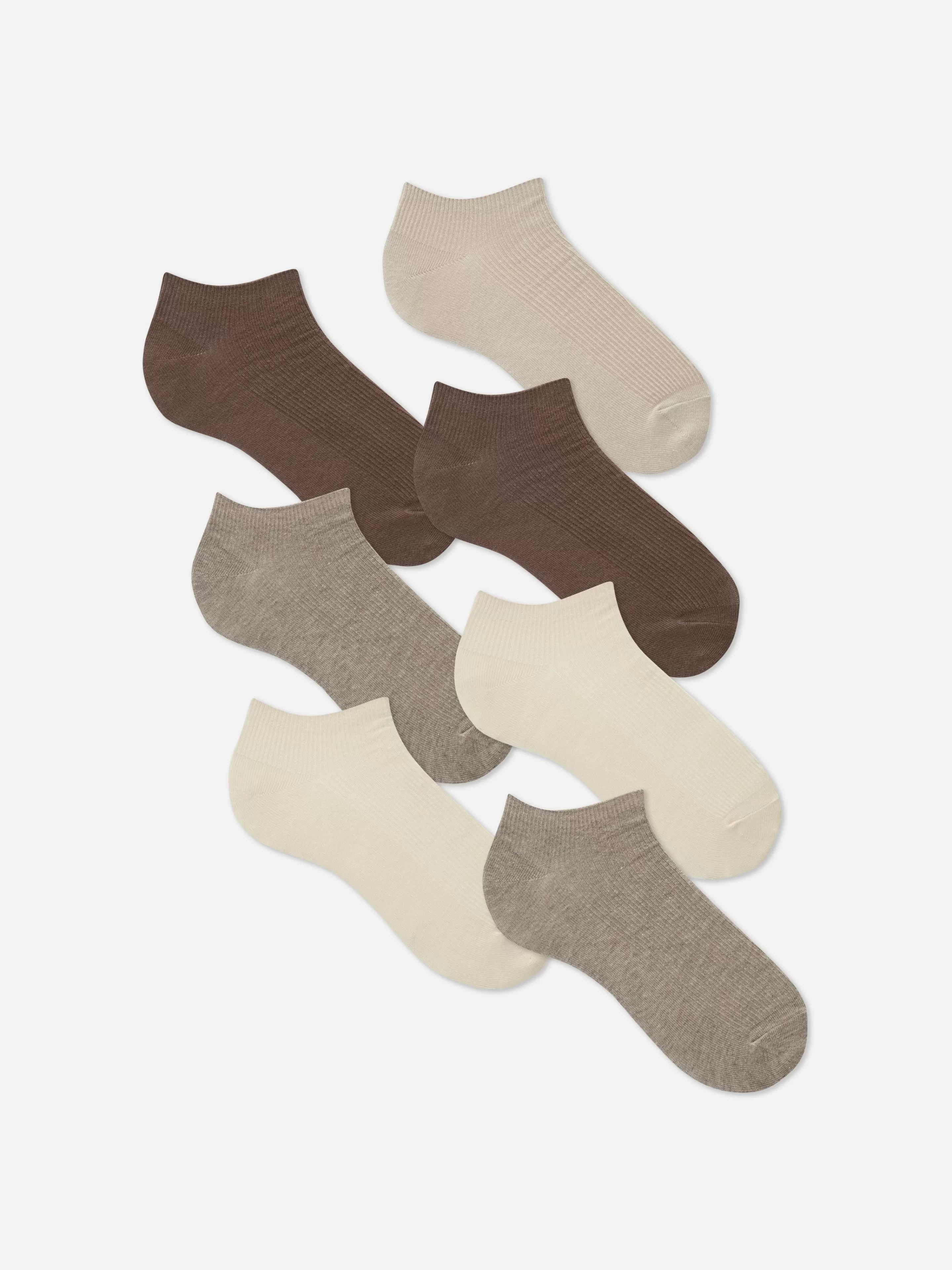 Primark Socken | Gerippte Sneakersocken, 7er-Pack Hellbeige