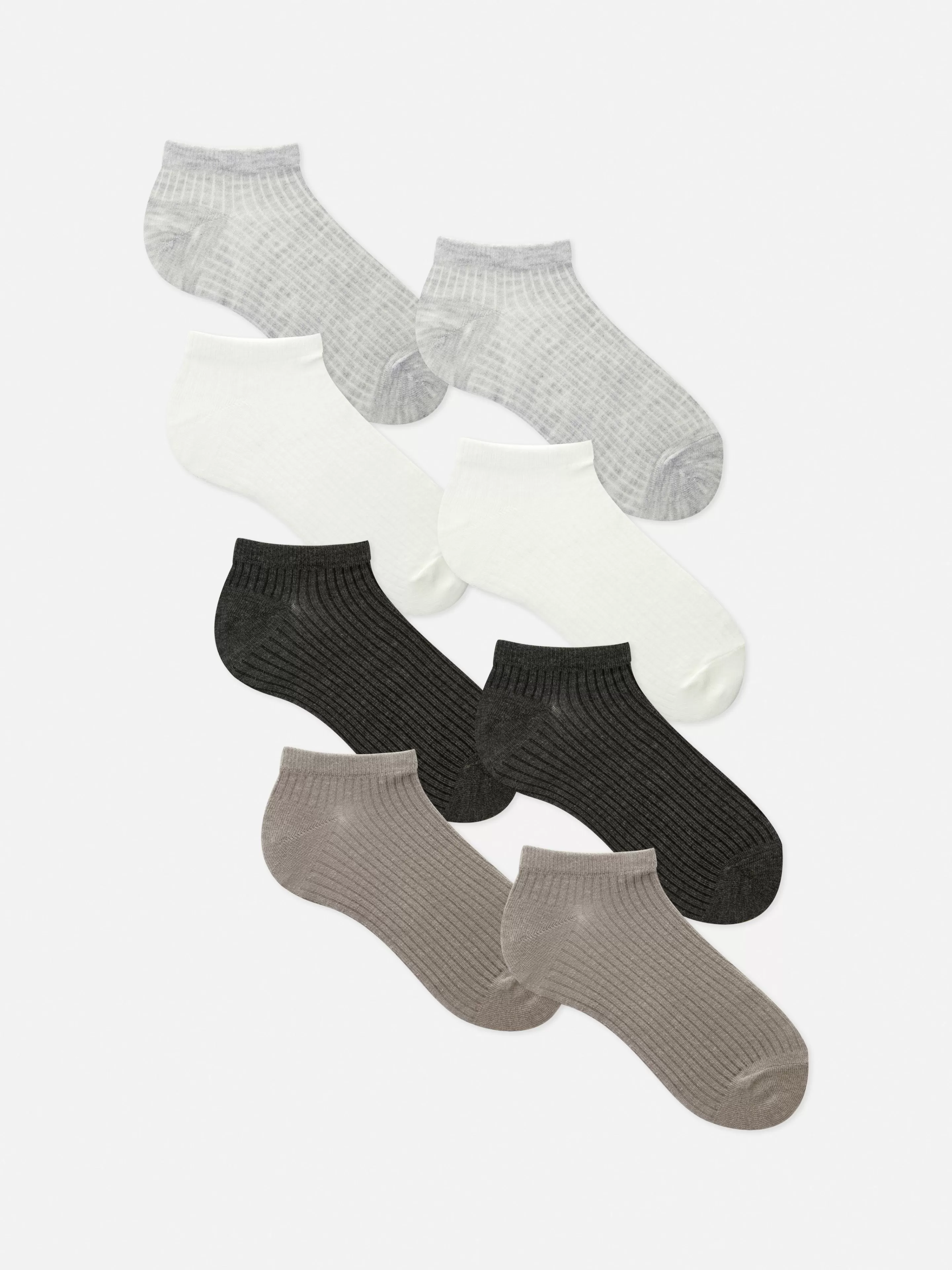 Primark Socken | Gerippte Sneakersocken In Neutralen Tönen, 7er-Pack Grau