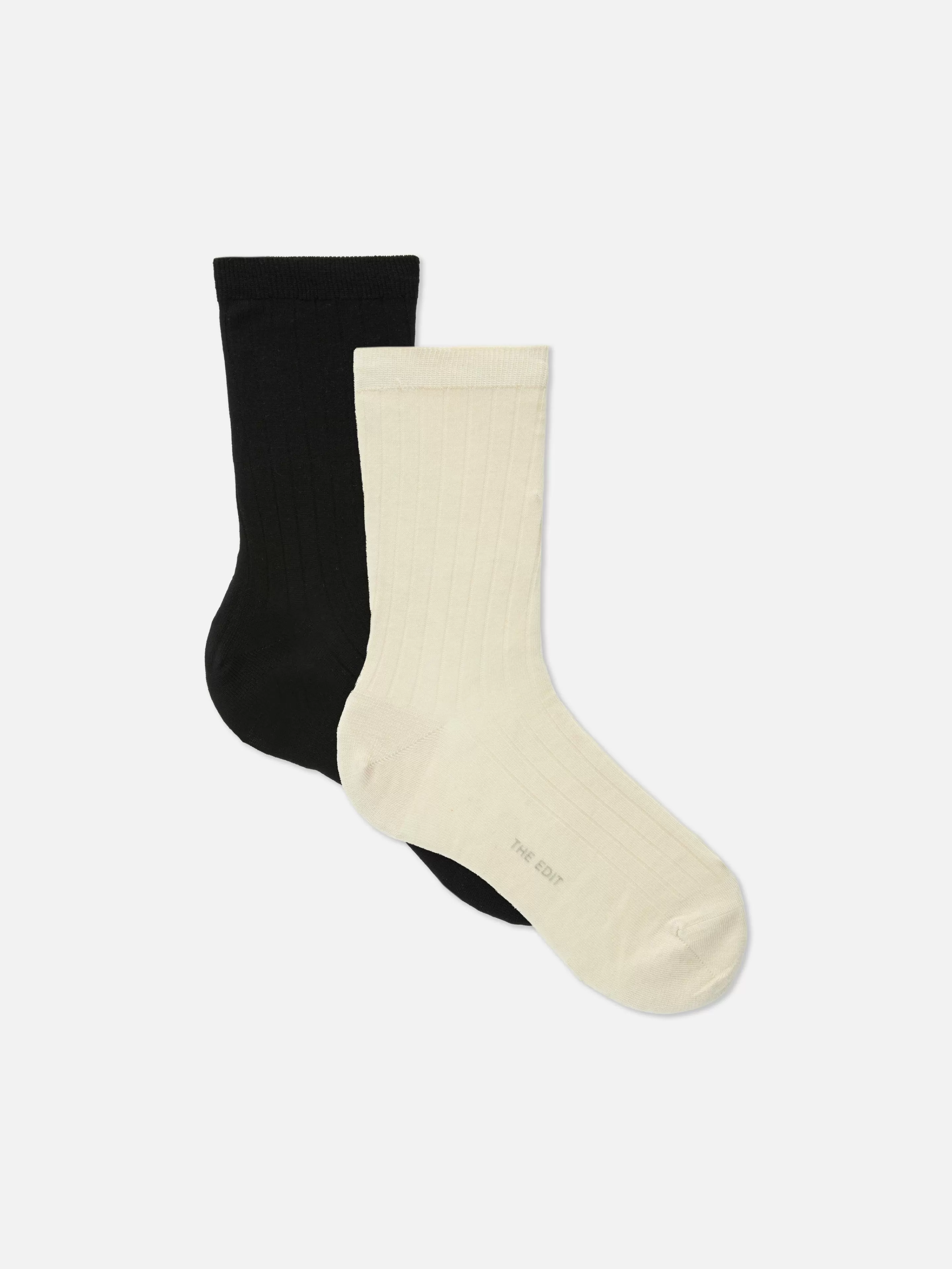 Primark Socken | Gerippte „The Edit“ Socken, 2er-Pack Elfenbeinfarben