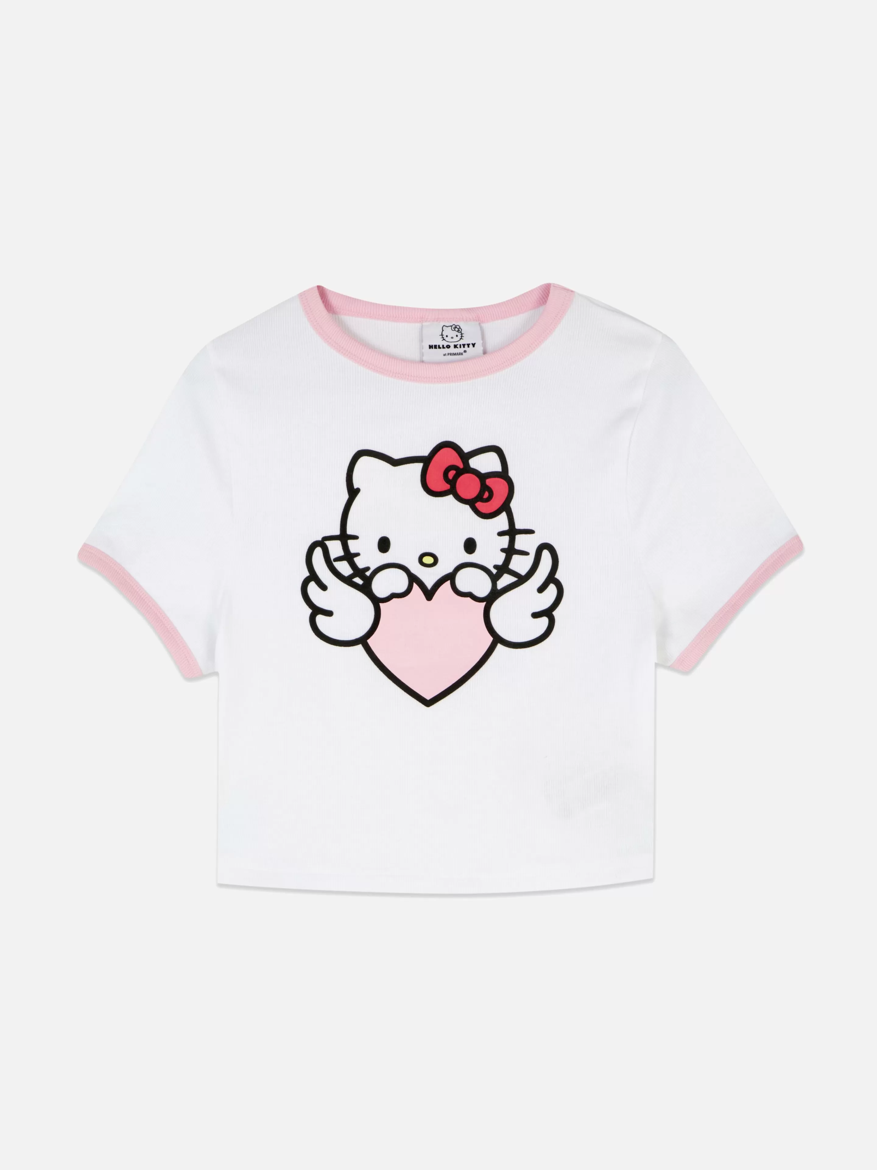 Primark Schlafanzugoberteile | Geripptes „Hello Kitty“ Schlafanzug-T-Shirt Weiß