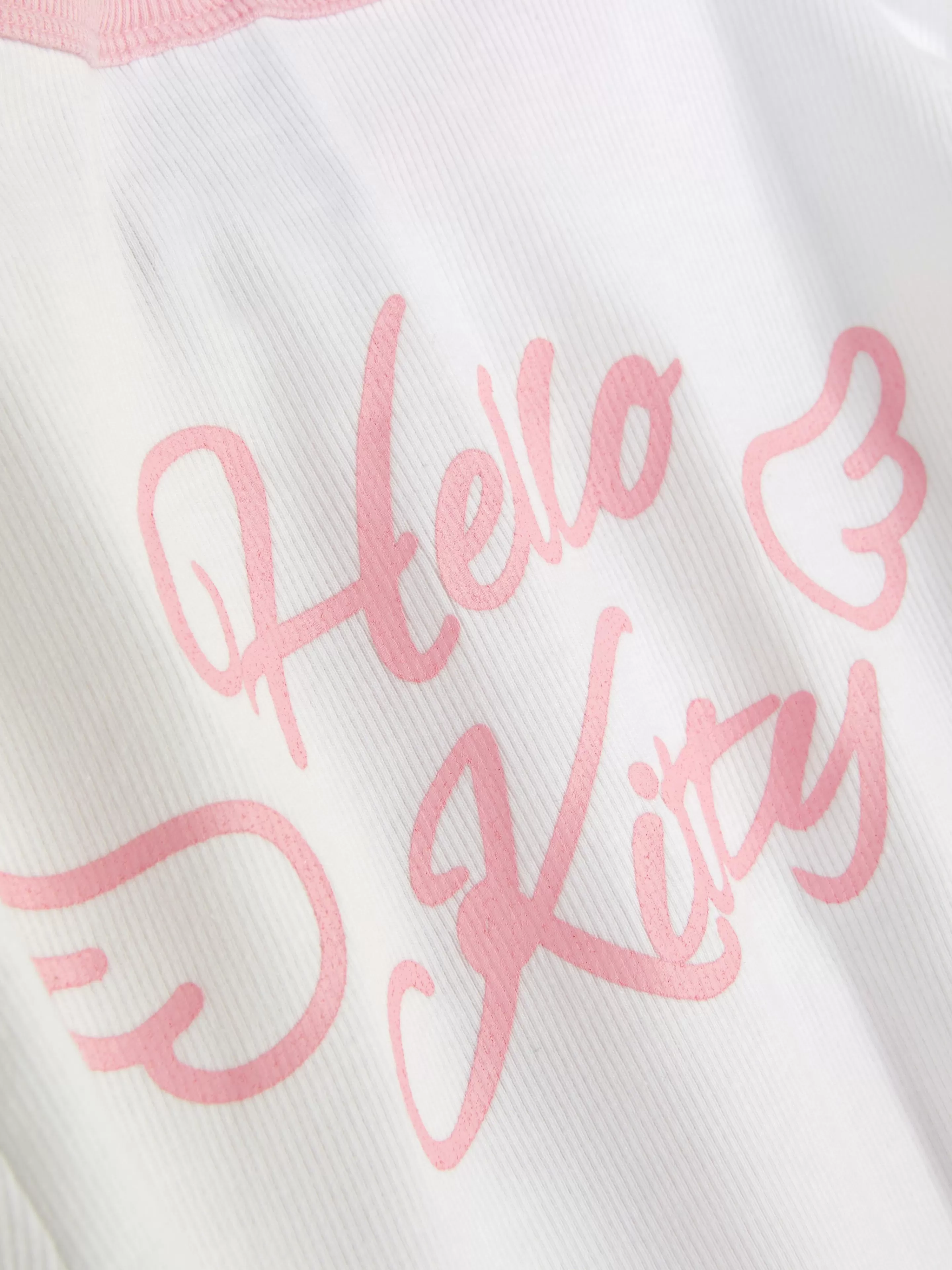 Primark Schlafanzugoberteile | Geripptes „Hello Kitty“ Schlafanzug-T-Shirt Weiß