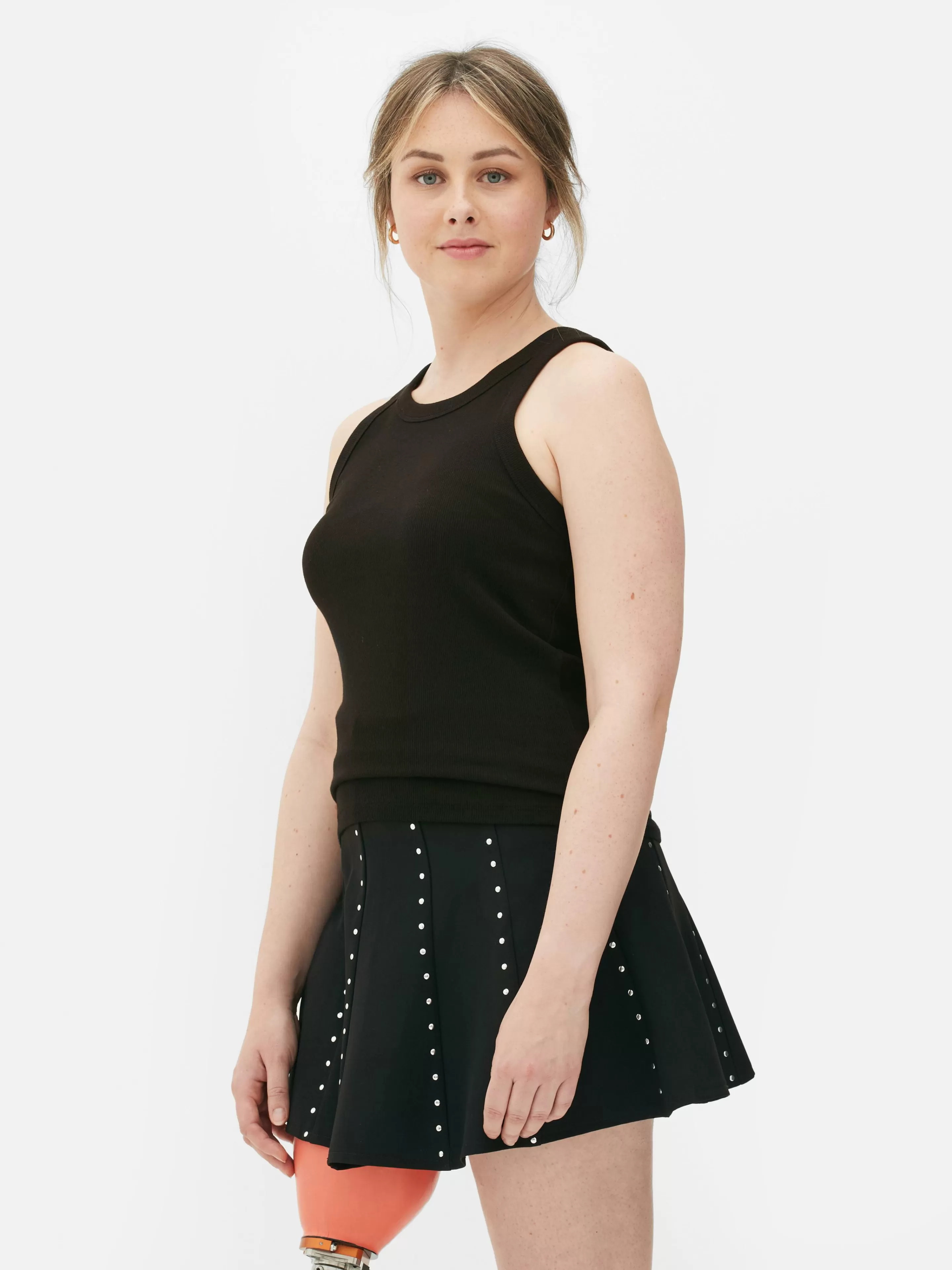 Primark Tops Und T-Shirts | Geripptes Trägertop Mit Racerback Schwarz