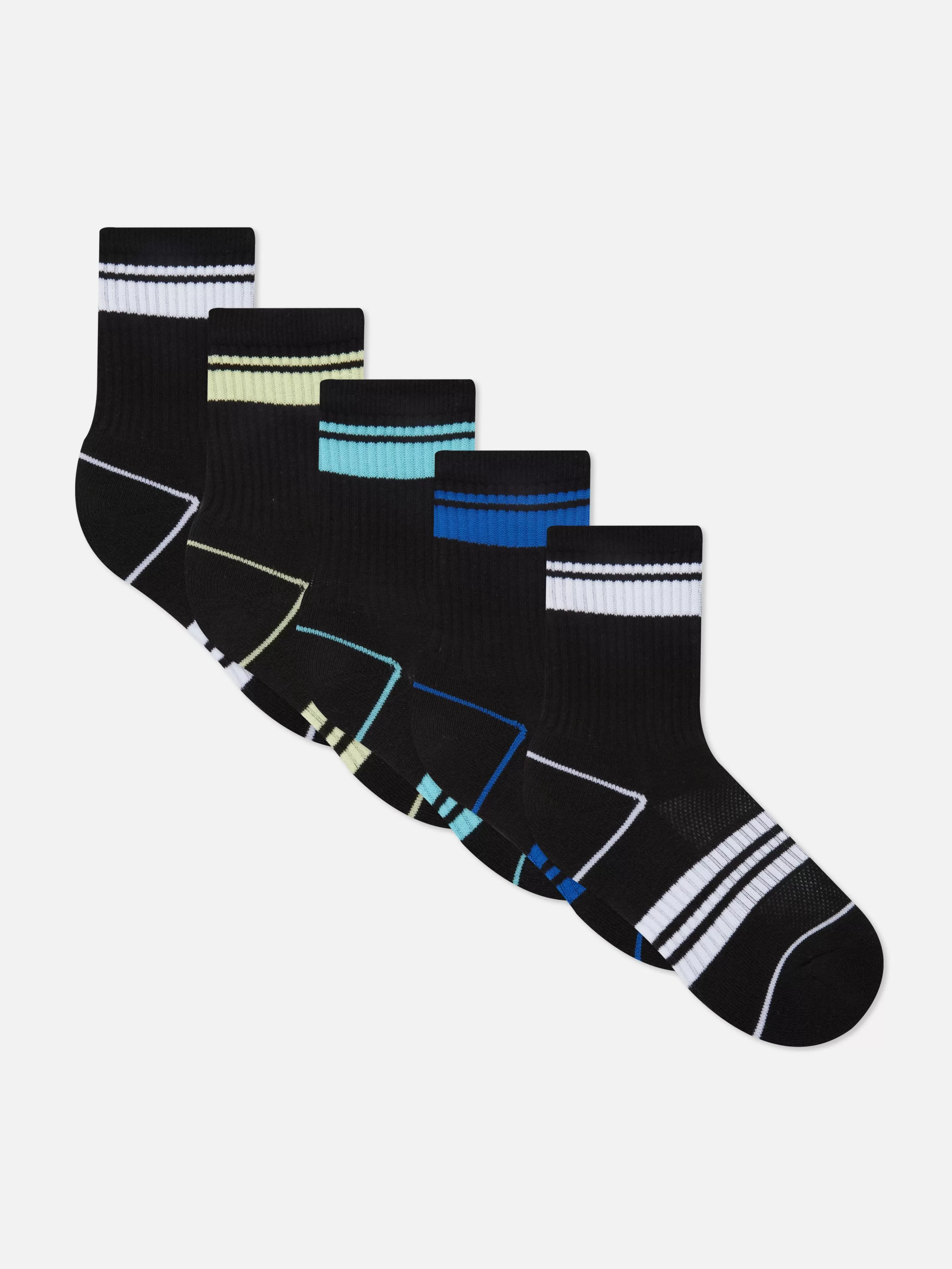 Primark Socken | Gestreifte Söckchen, 5er-Pack Schwarz