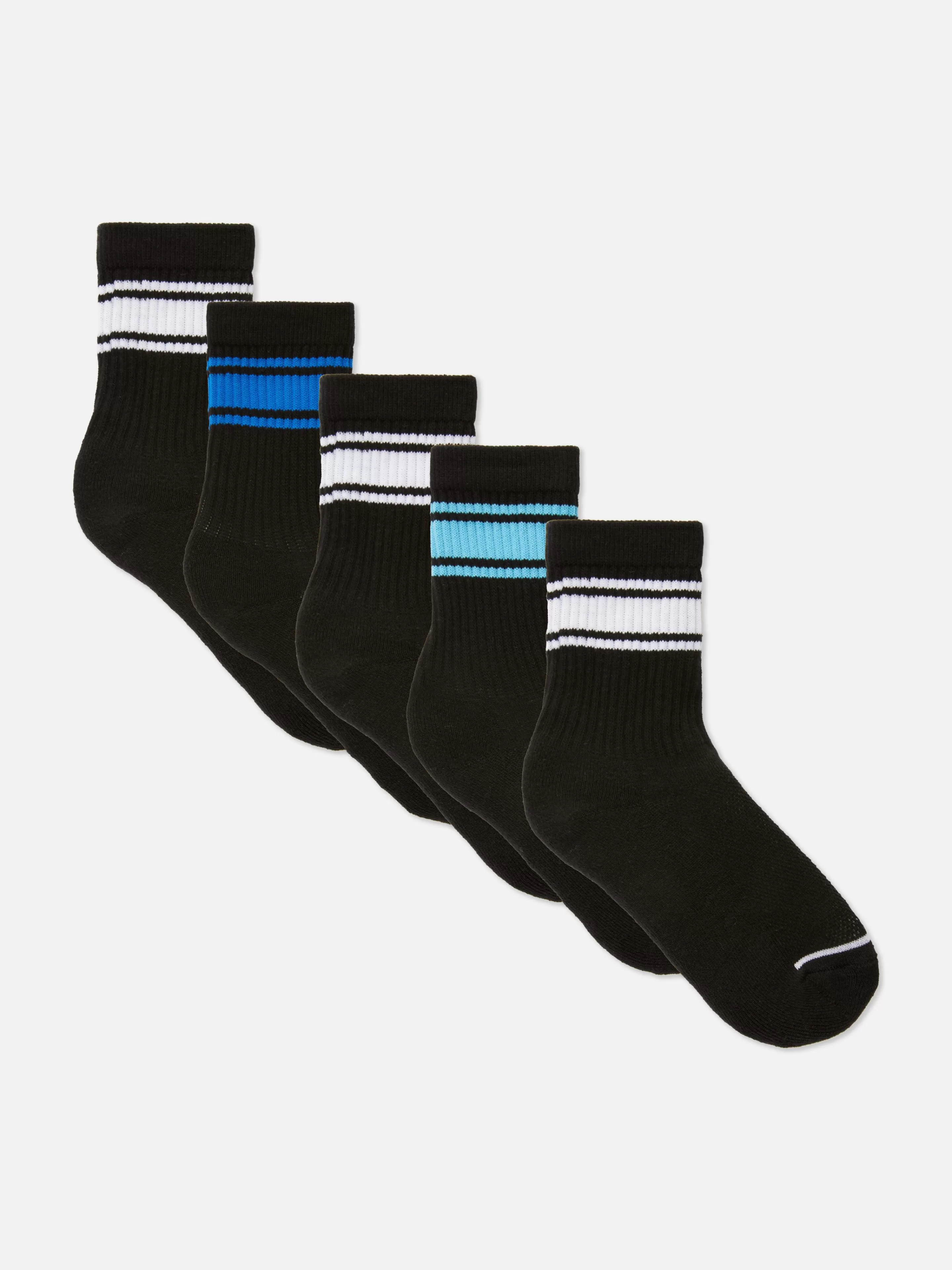 Primark Socken | Gestreifte Sportsocken, 5er-Pack Schwarz