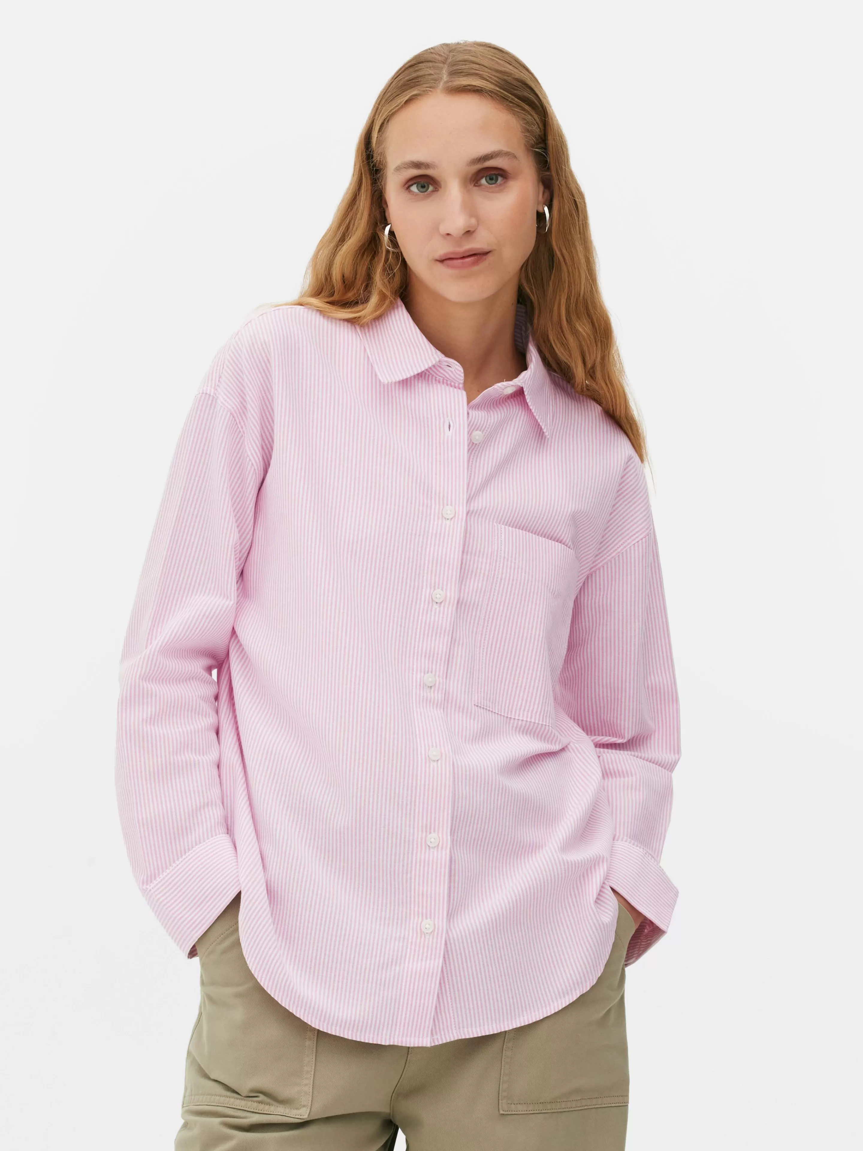 Primark Blusen | Gestreiftes Oxford-Hemd Rosa