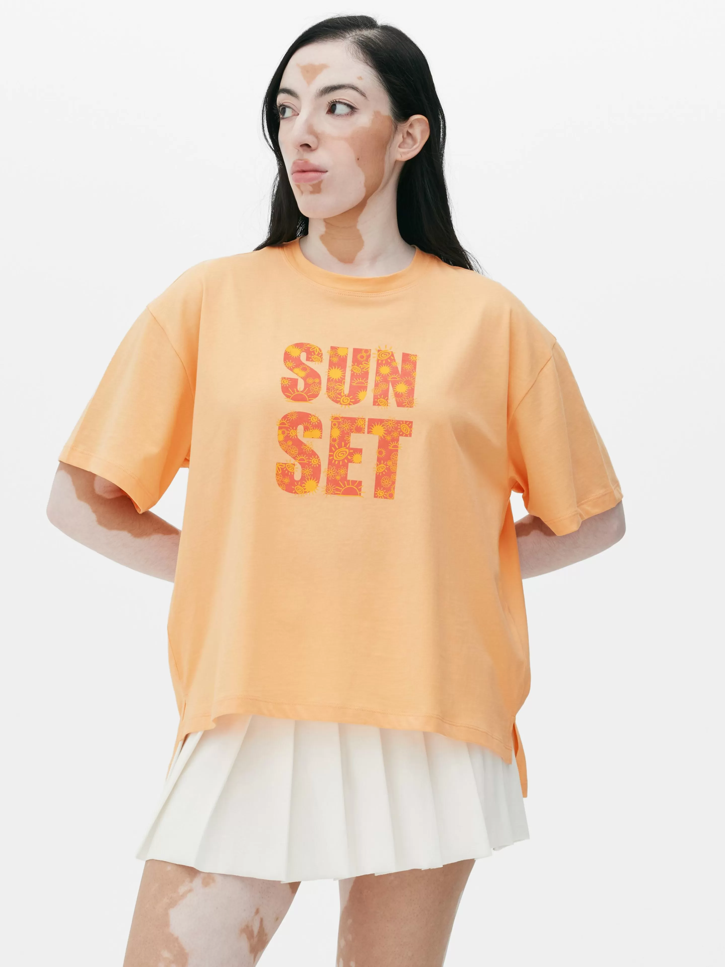 Primark Tops Und T-Shirts | Grafik-T-Shirt Mit Geradem Schnitt Hellorange