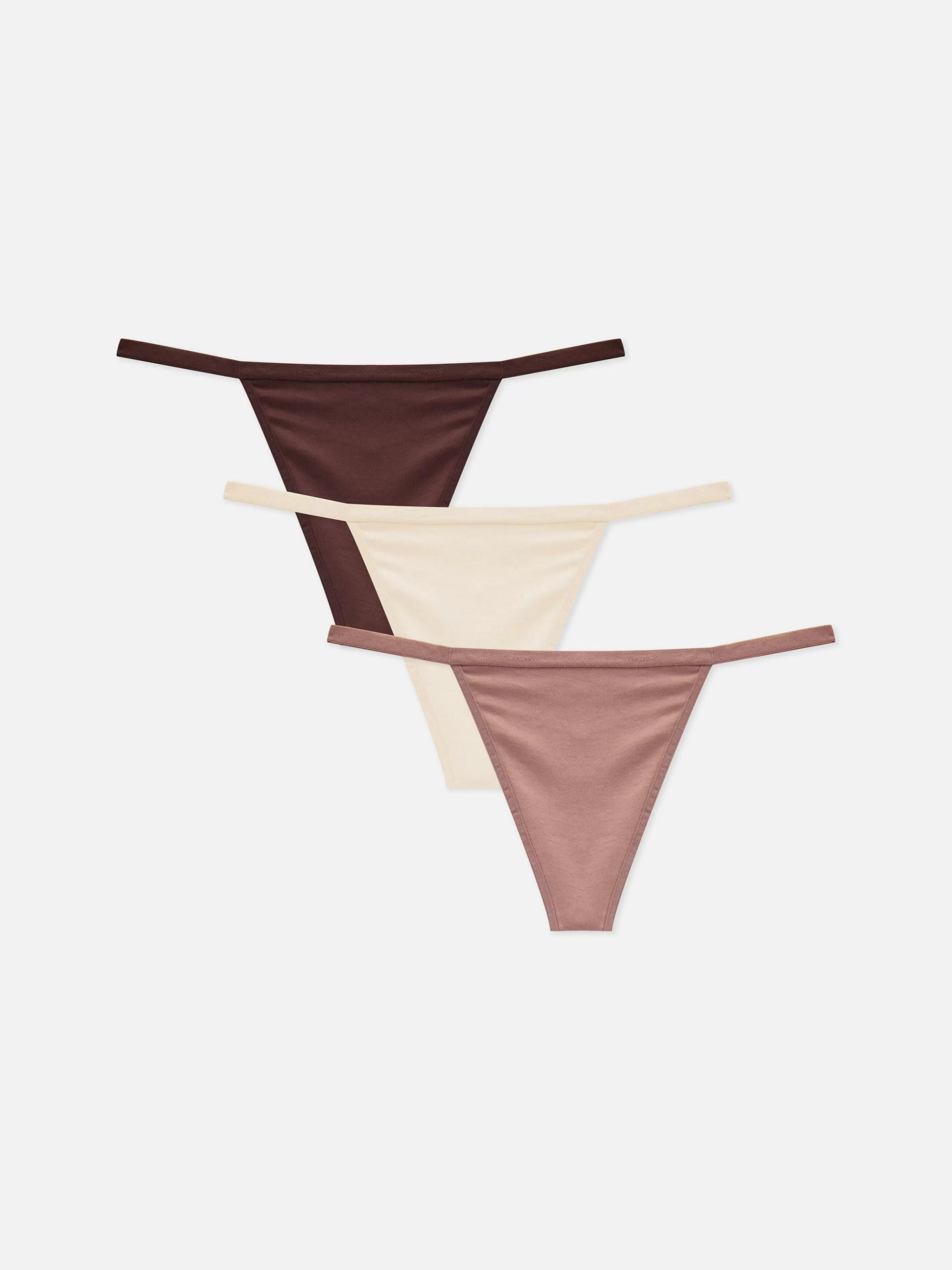 Primark Slips | G-String-Alltagstangas, 3er-Pack Mokkafarben