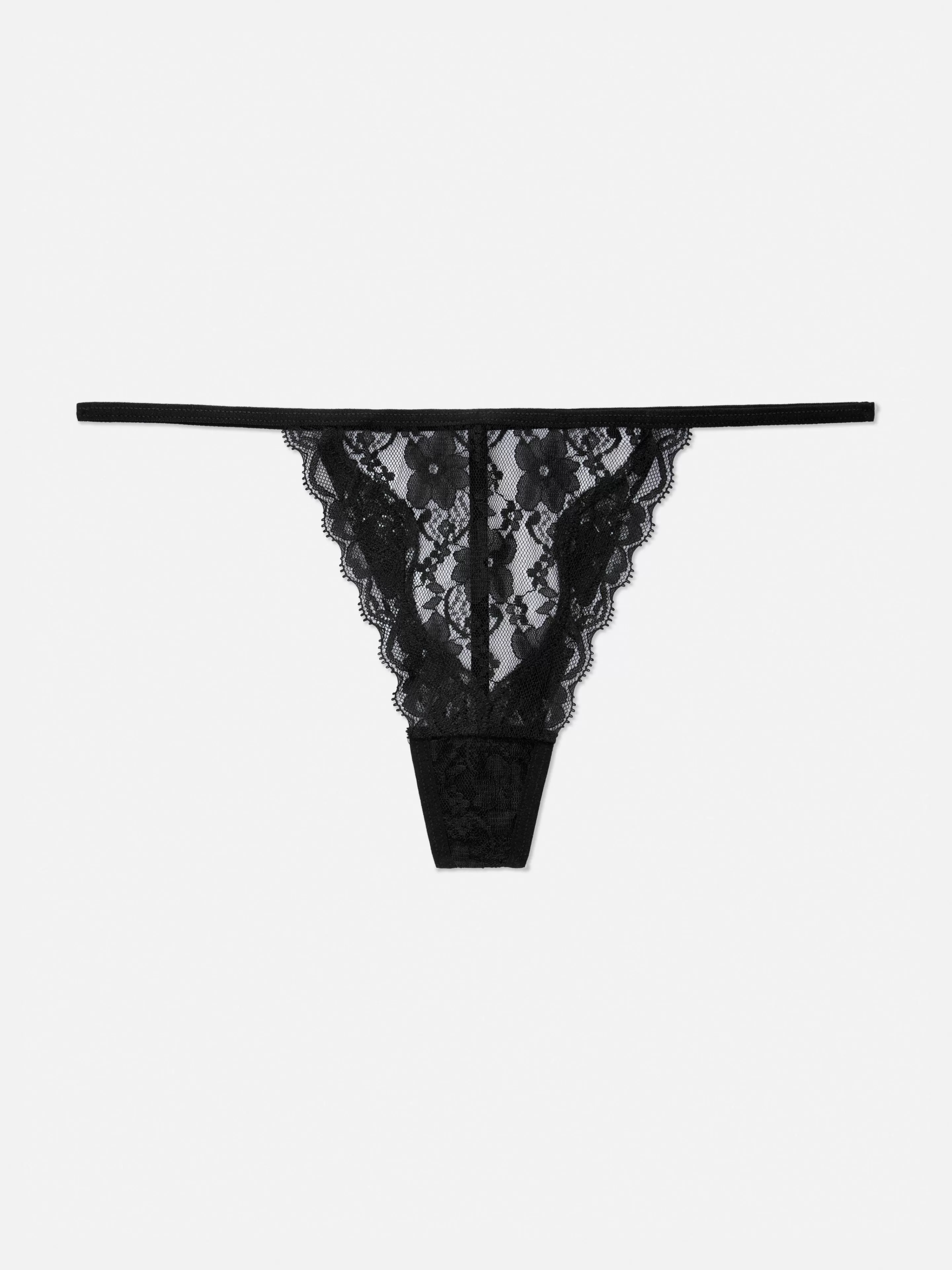 Primark Slips | G-String-Tanga Mit Blumenspitze Schwarz