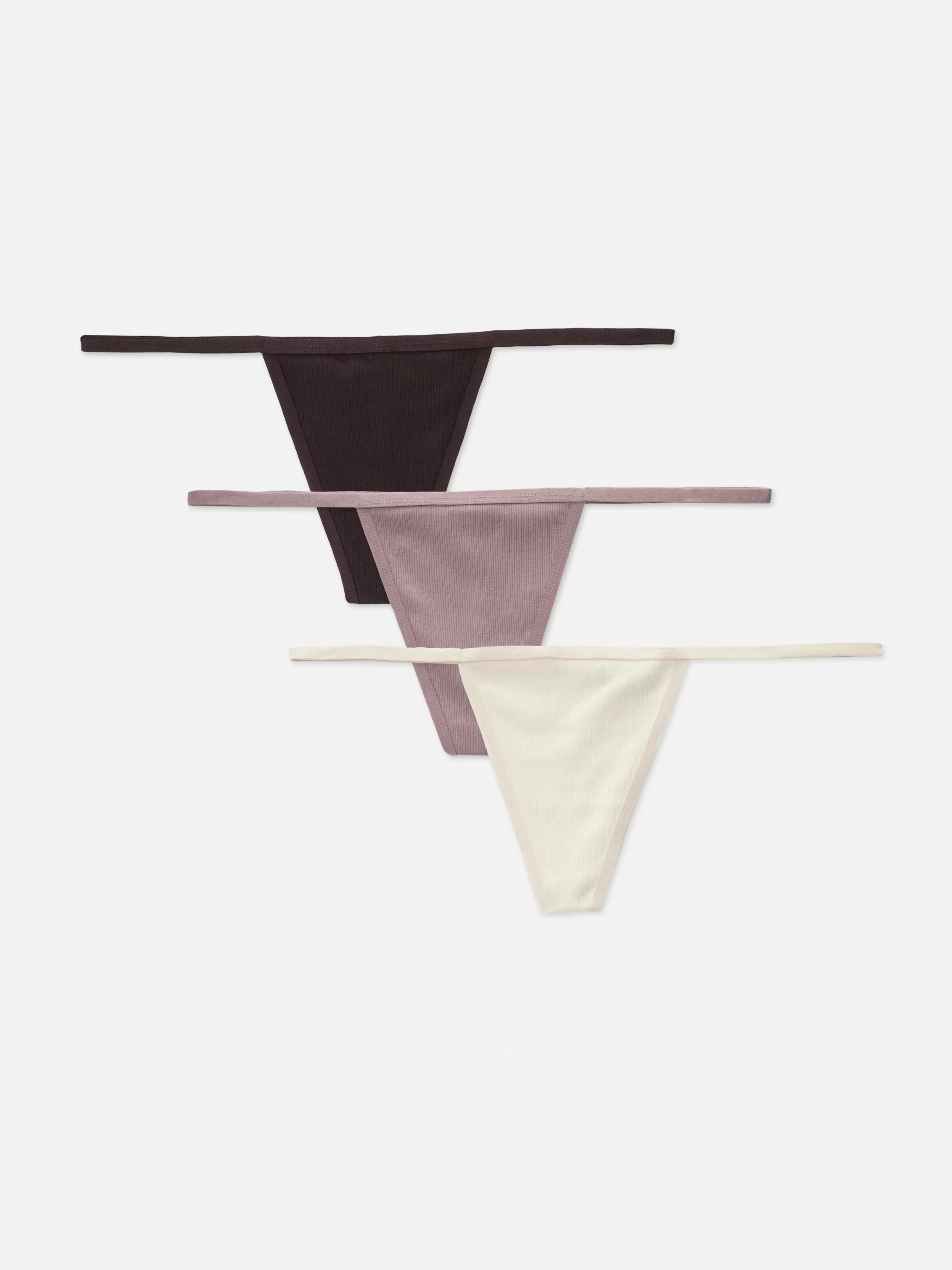 Primark Slips | G-String-Tangas Aus Baumwolle, 3er-Pack Mokkafarben