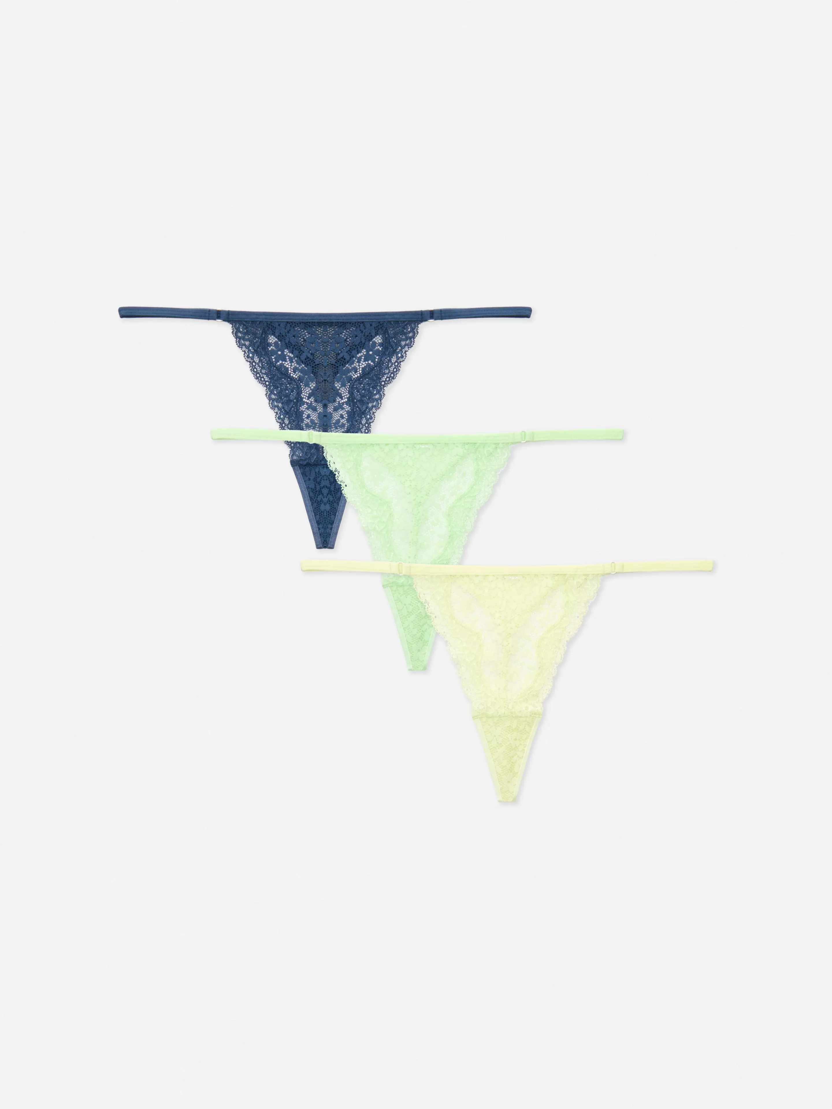 Primark Slips | G-String-Tangas Aus Spitze, 3er-Pack Gelb