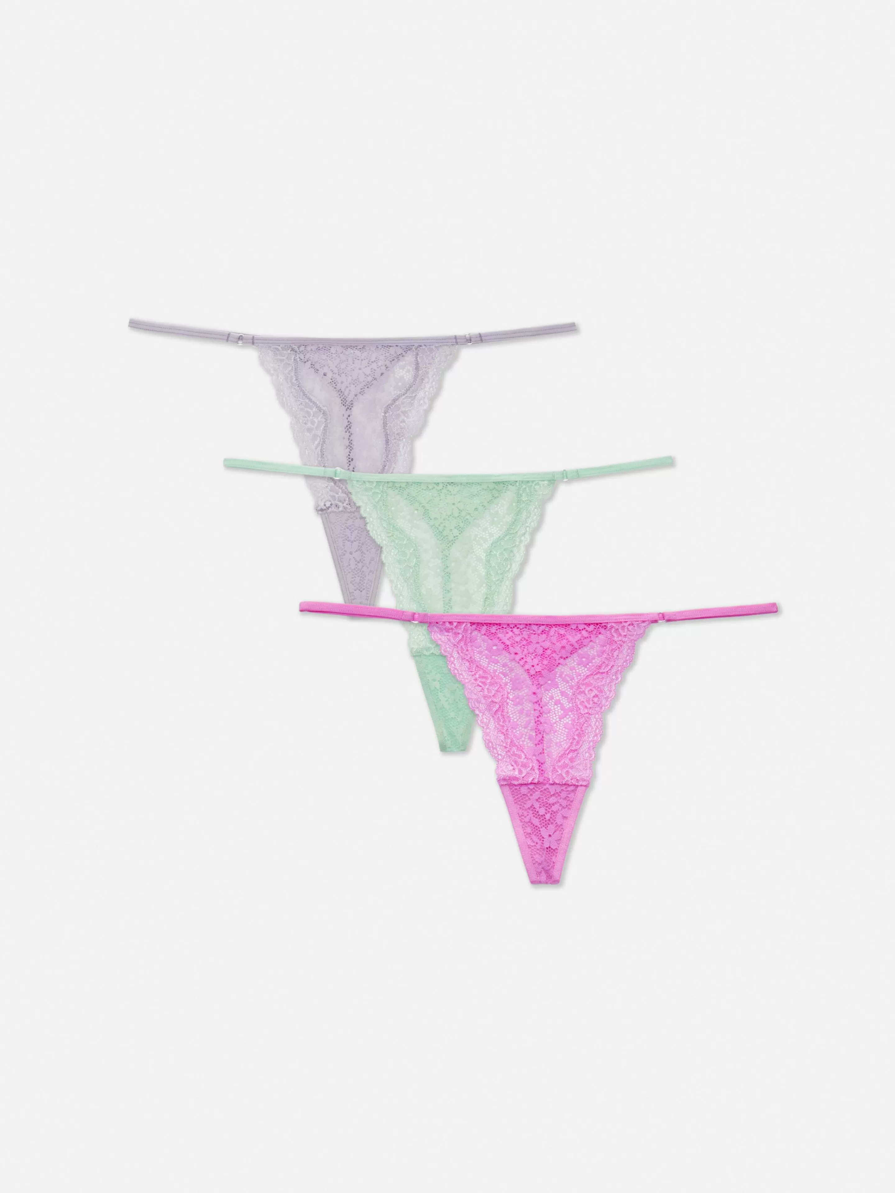 Primark Slips | G-String-Tangas Aus Spitze, 3er-Pack Pink