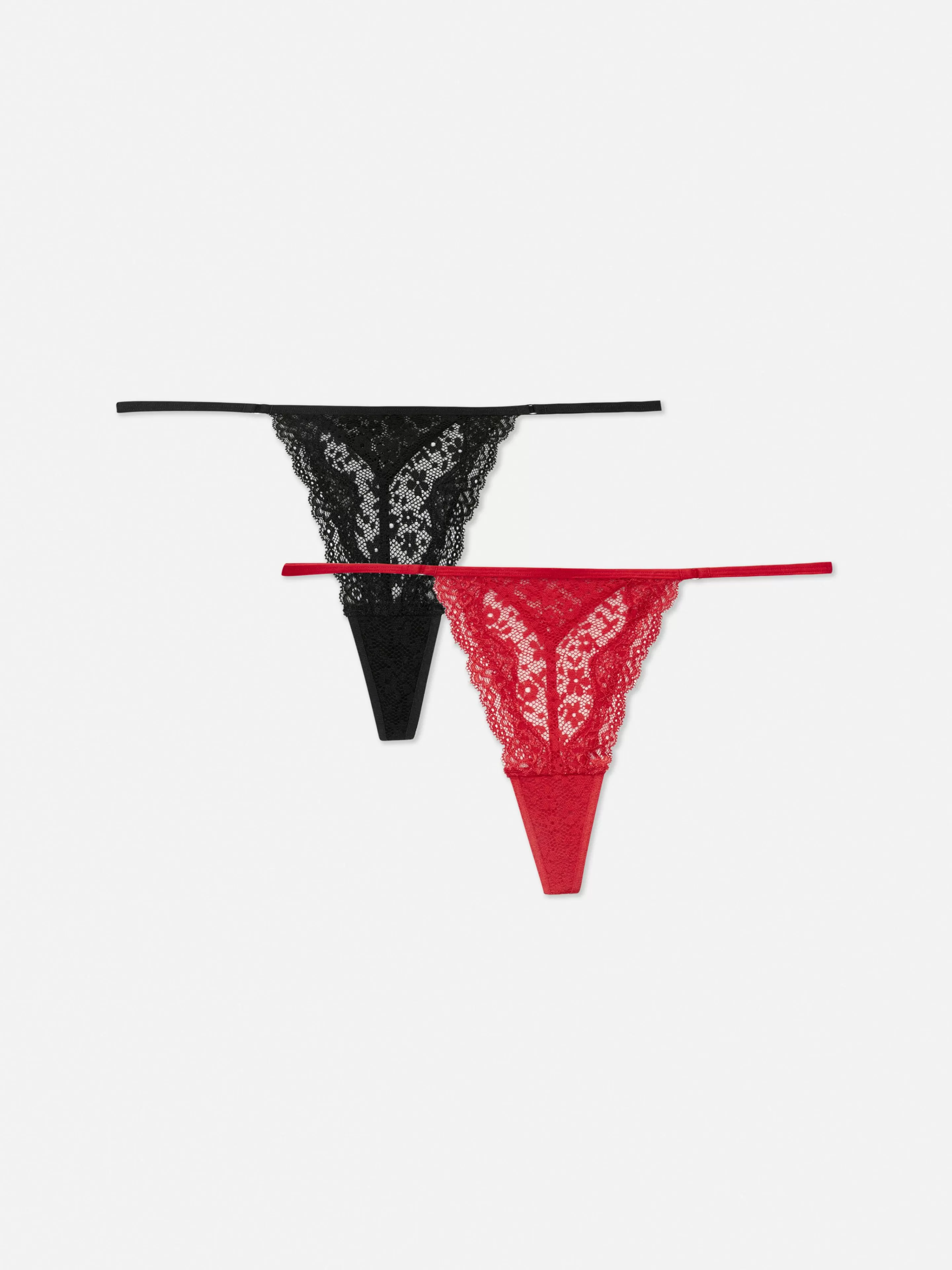 Primark Slips | G-String-Tangas Aus Spitze, 3er-Pack Dunkelrot