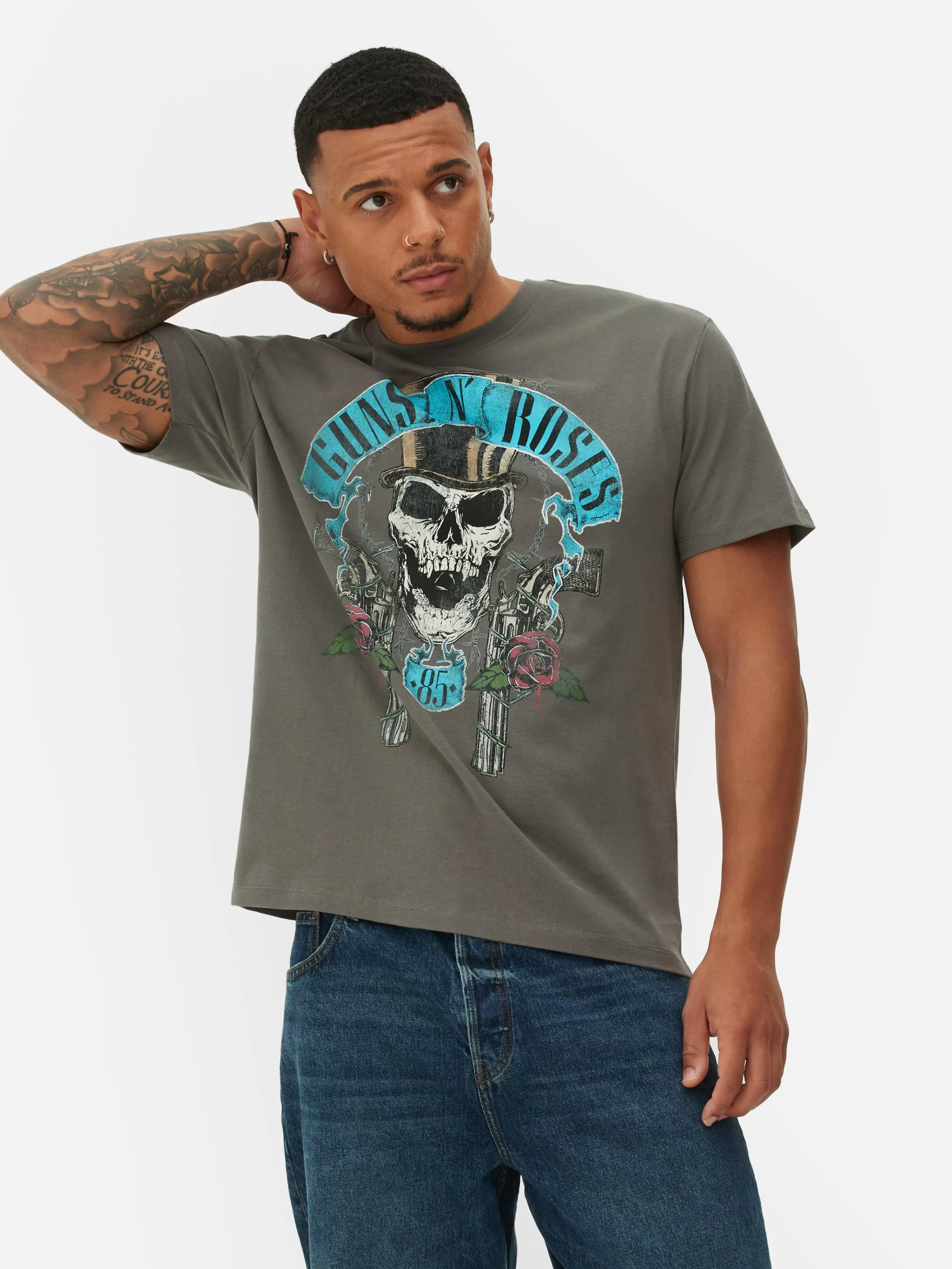 Primark Grafik-T-Shirts Und -Sweatshirts | Tops Und T-Shirts | „Guns N’ Roses“ T-Shirt Mit Grafik Grau