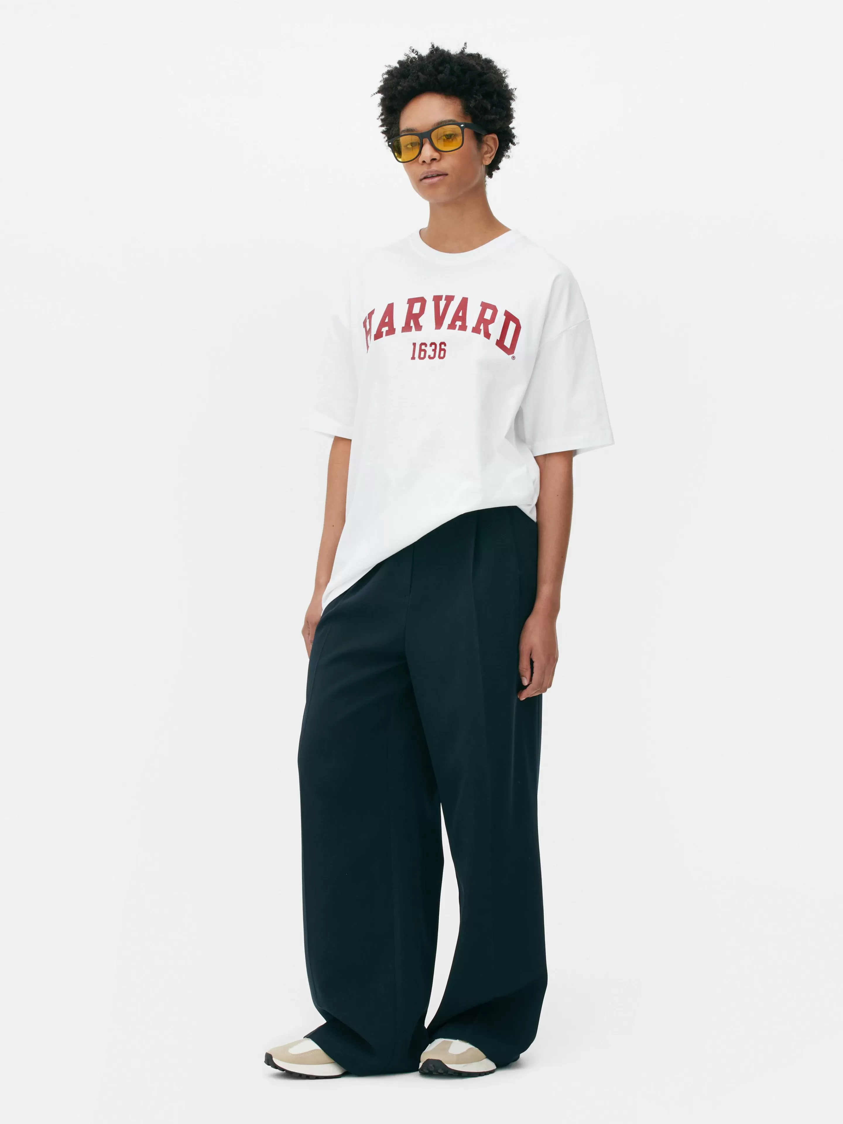 Primark Tops Und T-Shirts | „Harvard“ T-Shirt Im Oversized-Look Weiß