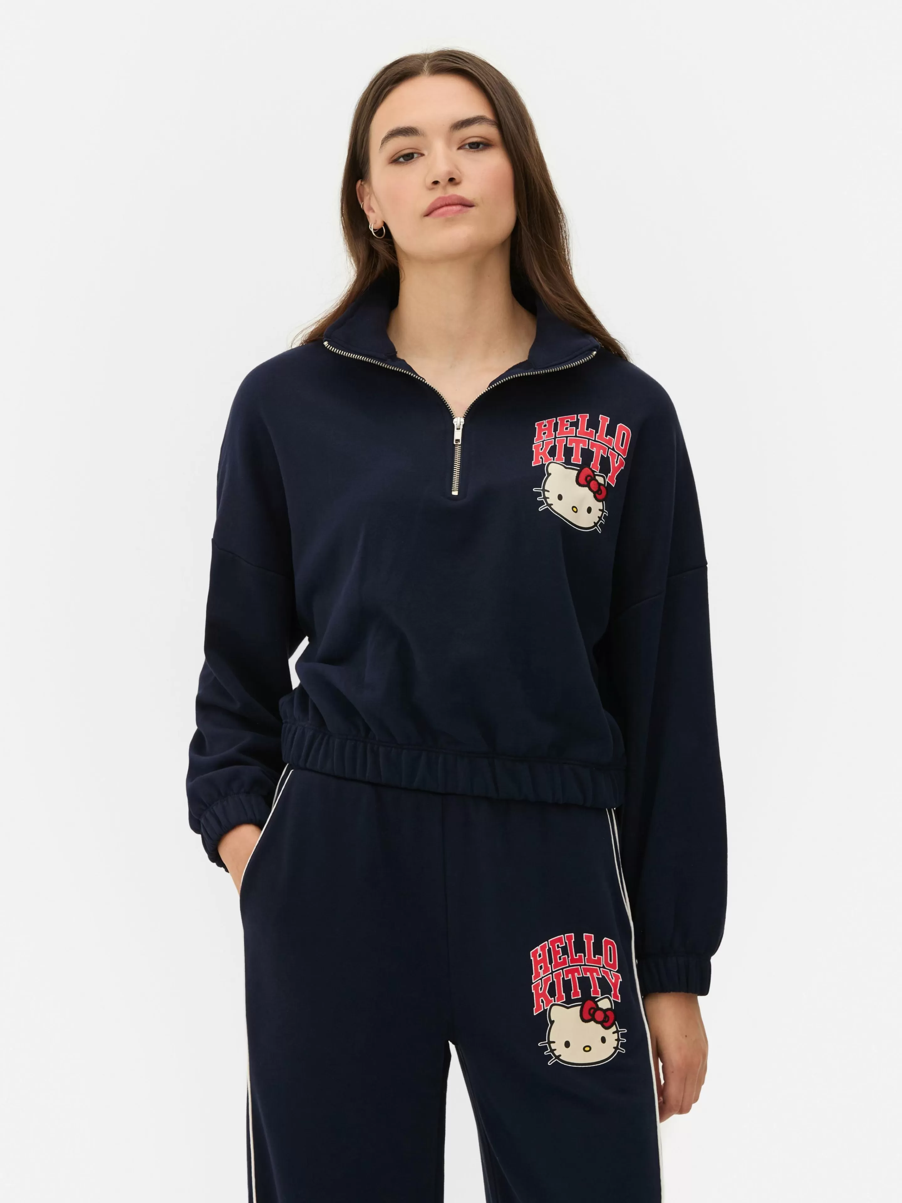 Primark Hoodies Und Sweatshirts | „Hello Kitty“ Sweatshirt Mit Halbem Reißverschluss Marineblau