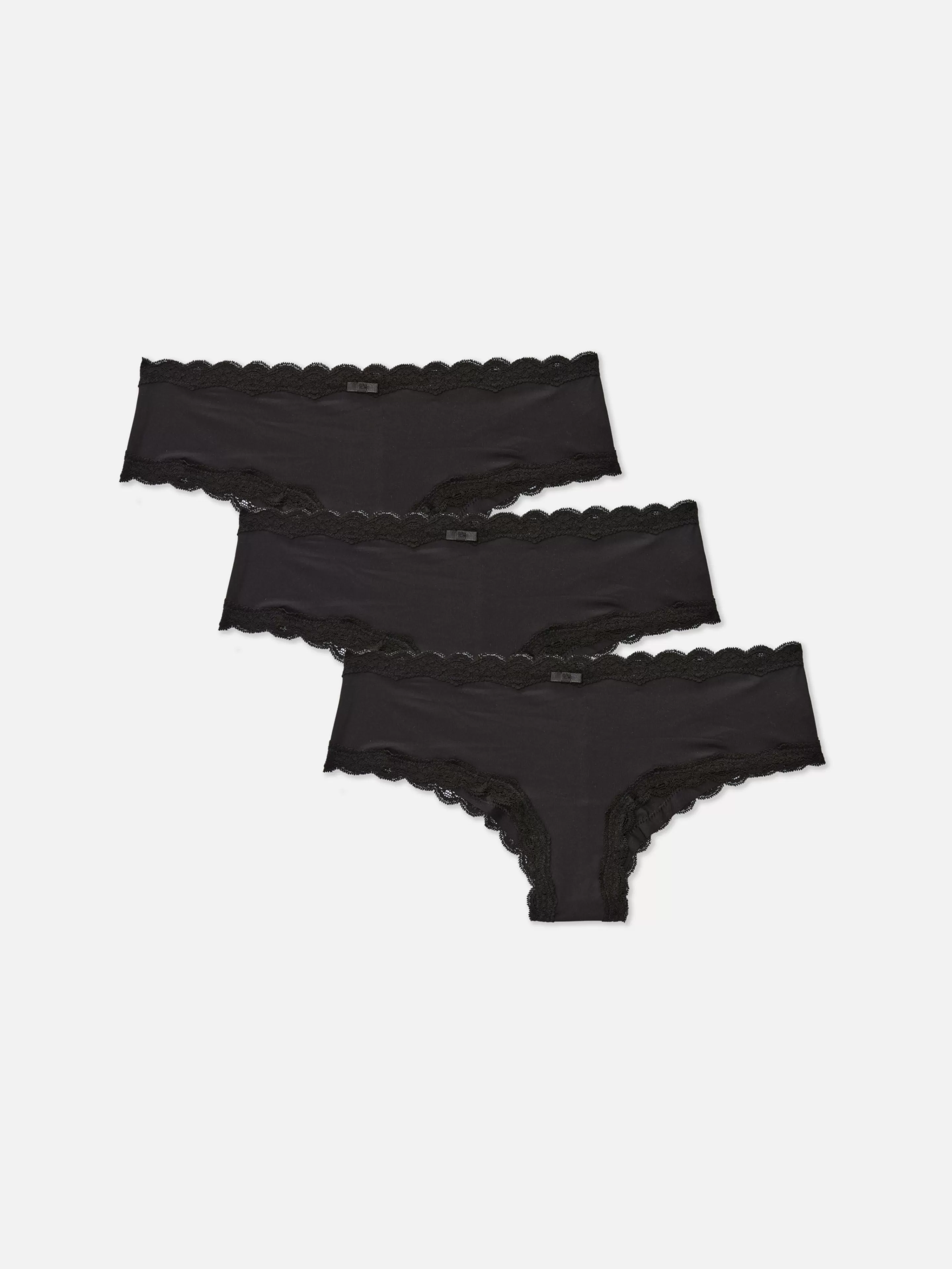 Primark Slips | Hüftslips Aus Mikrofaser Mit Spitzenbesatz, 3er-Pack Schwarz