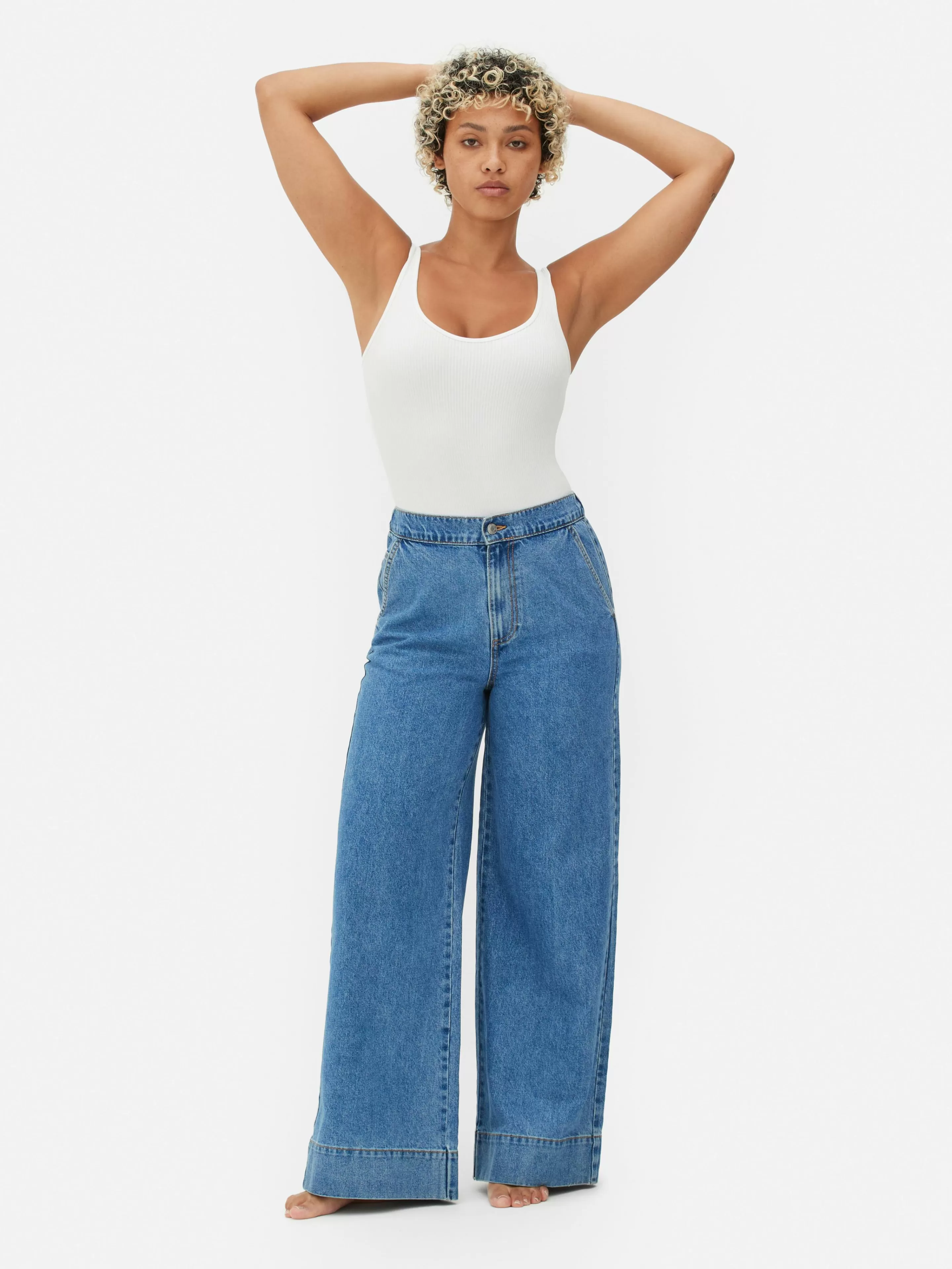 Primark Denim | Jeans | Jeans Mit Weitem Bein Und Elastikbund Mittelblau