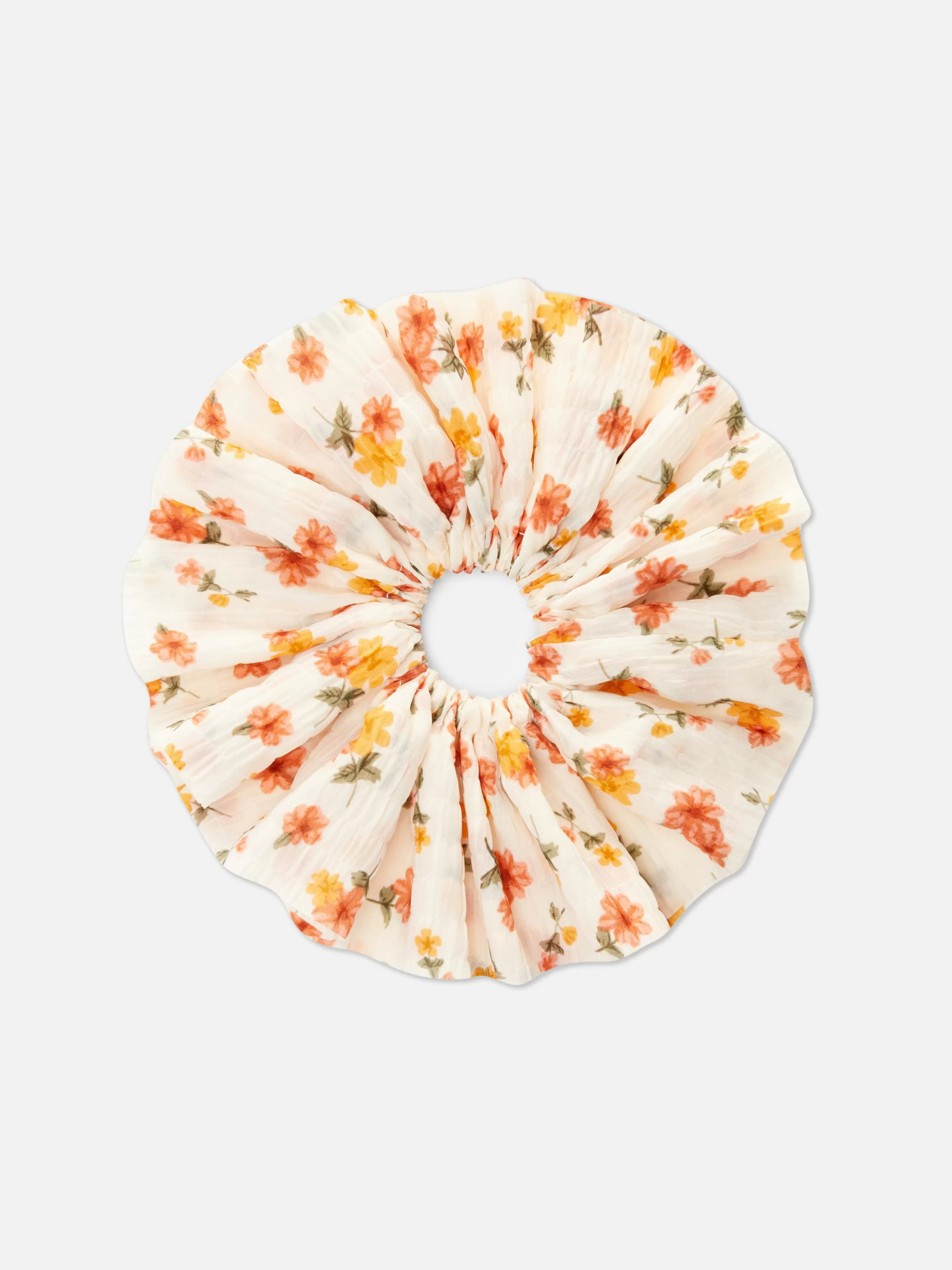 Primark Haarschmuck | Jumbo-Haargummi Mit Blumenmuster Orange