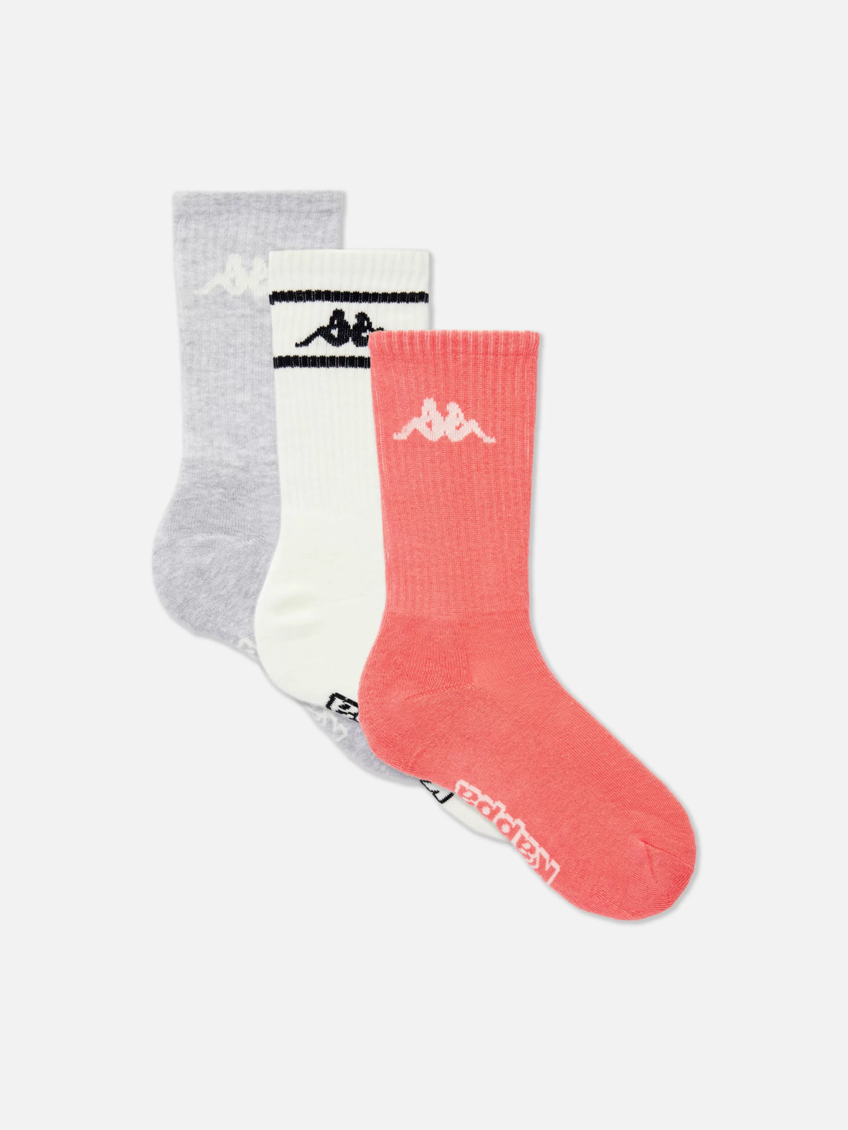 Primark Socken | „Kappa X “ Crew-Socken, 3er-Pack Hellrot