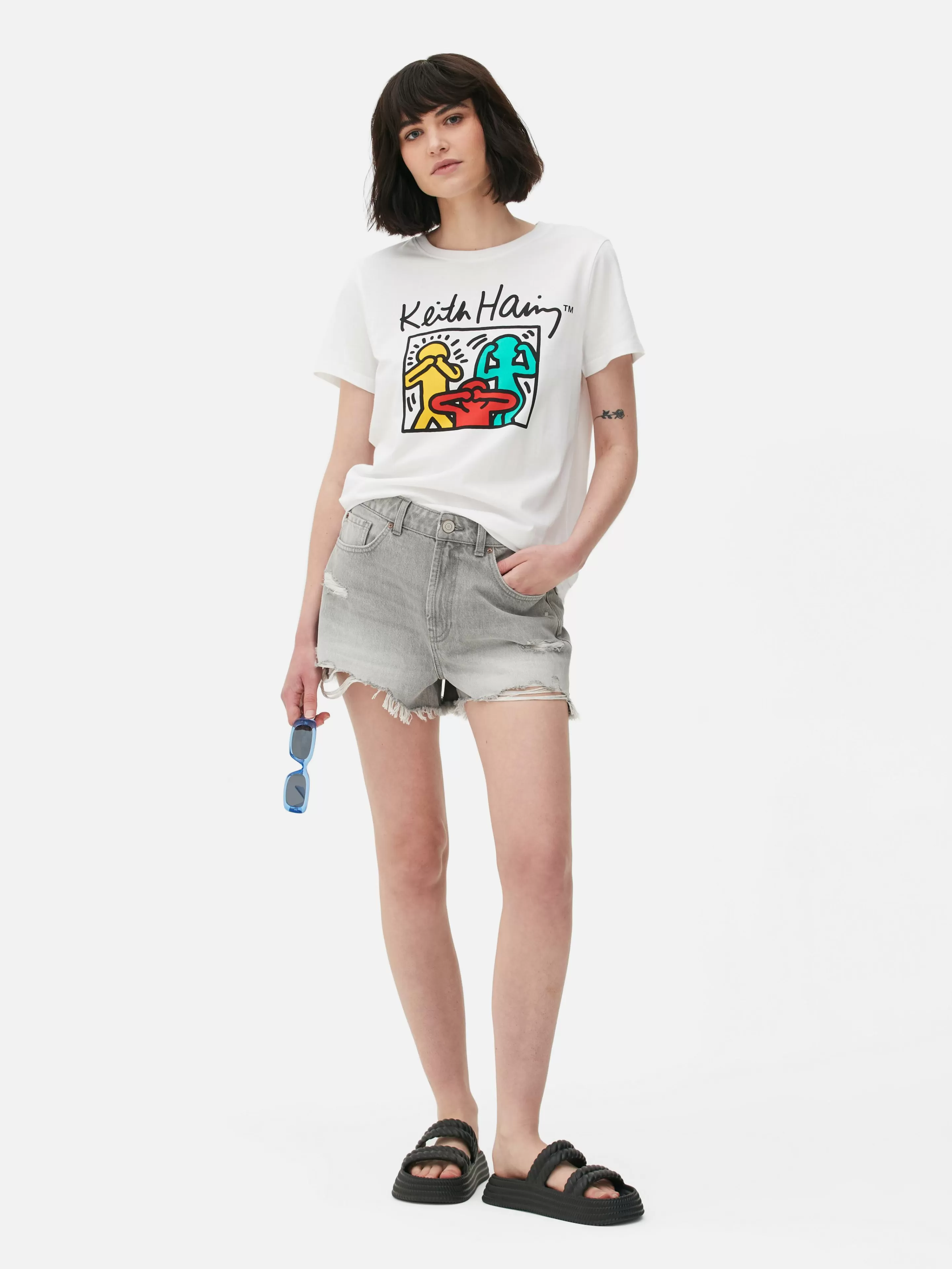 Primark Tops Und T-Shirts | „Keith Haring“ T-Shirt Mit Grafik Weiß