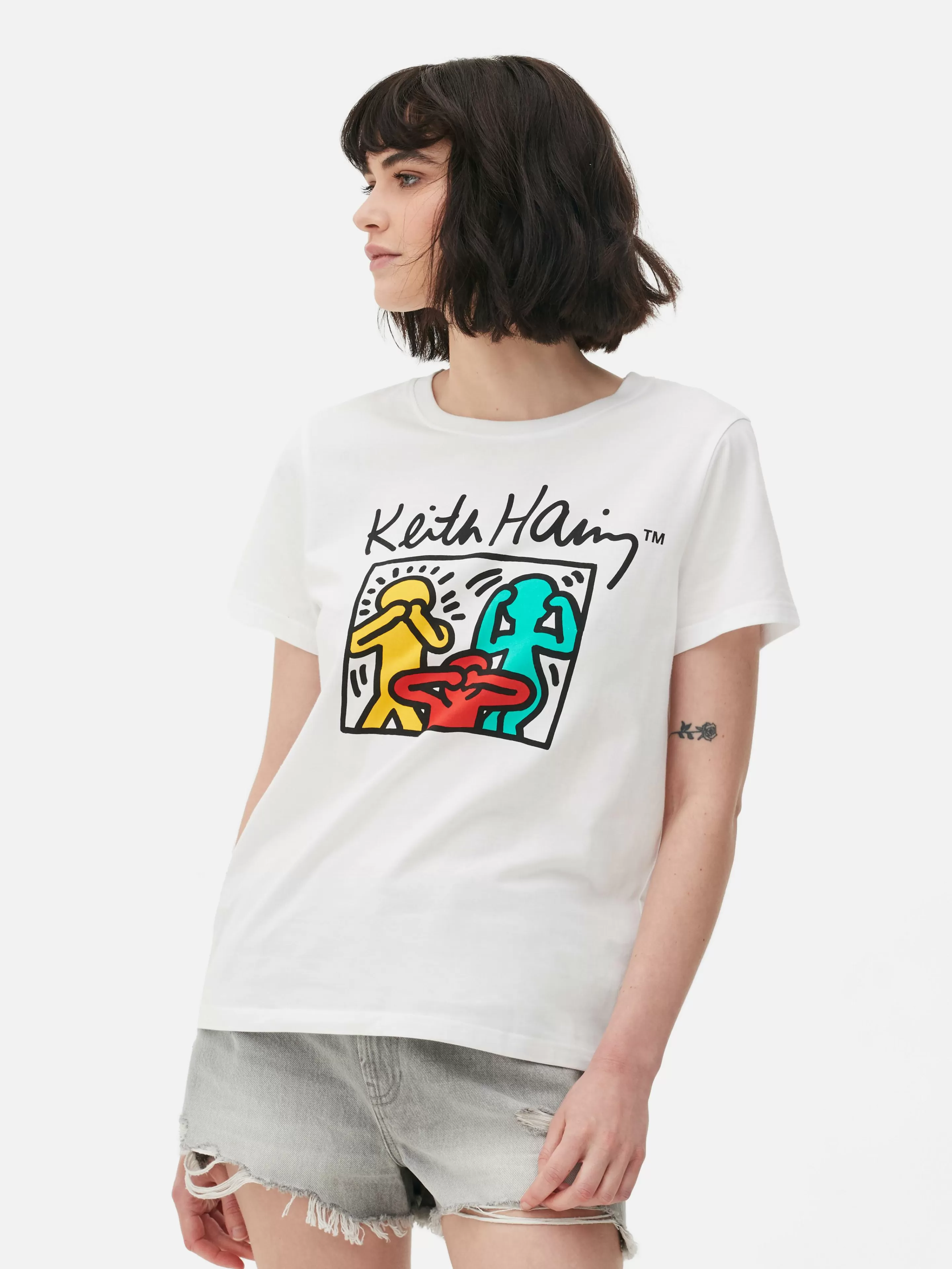 Primark Tops Und T-Shirts | „Keith Haring“ T-Shirt Mit Grafik Weiß