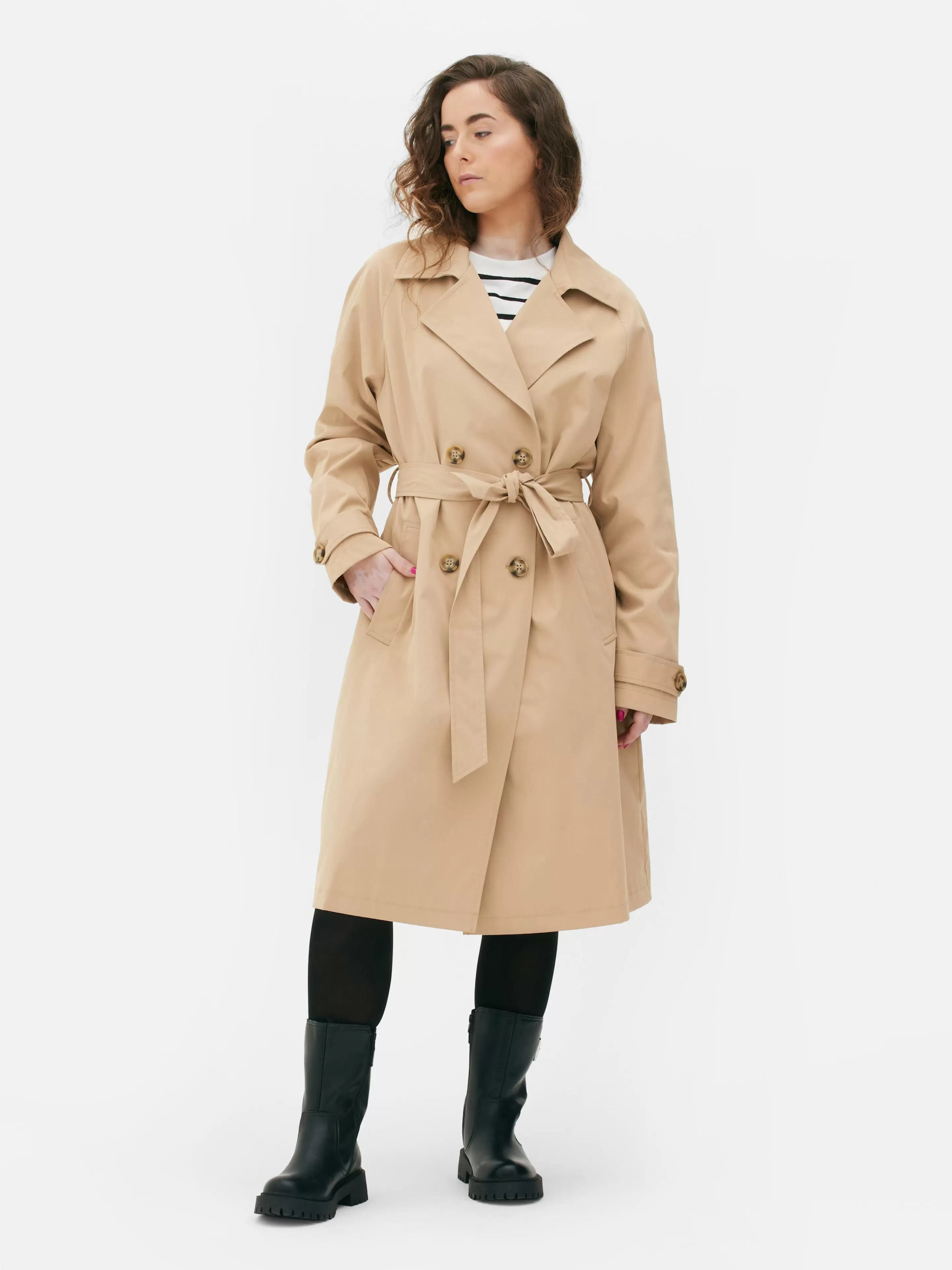 Primark Jacken Und Mäntel | Klassischer Zweireihiger Trenchcoat Kamelbraun