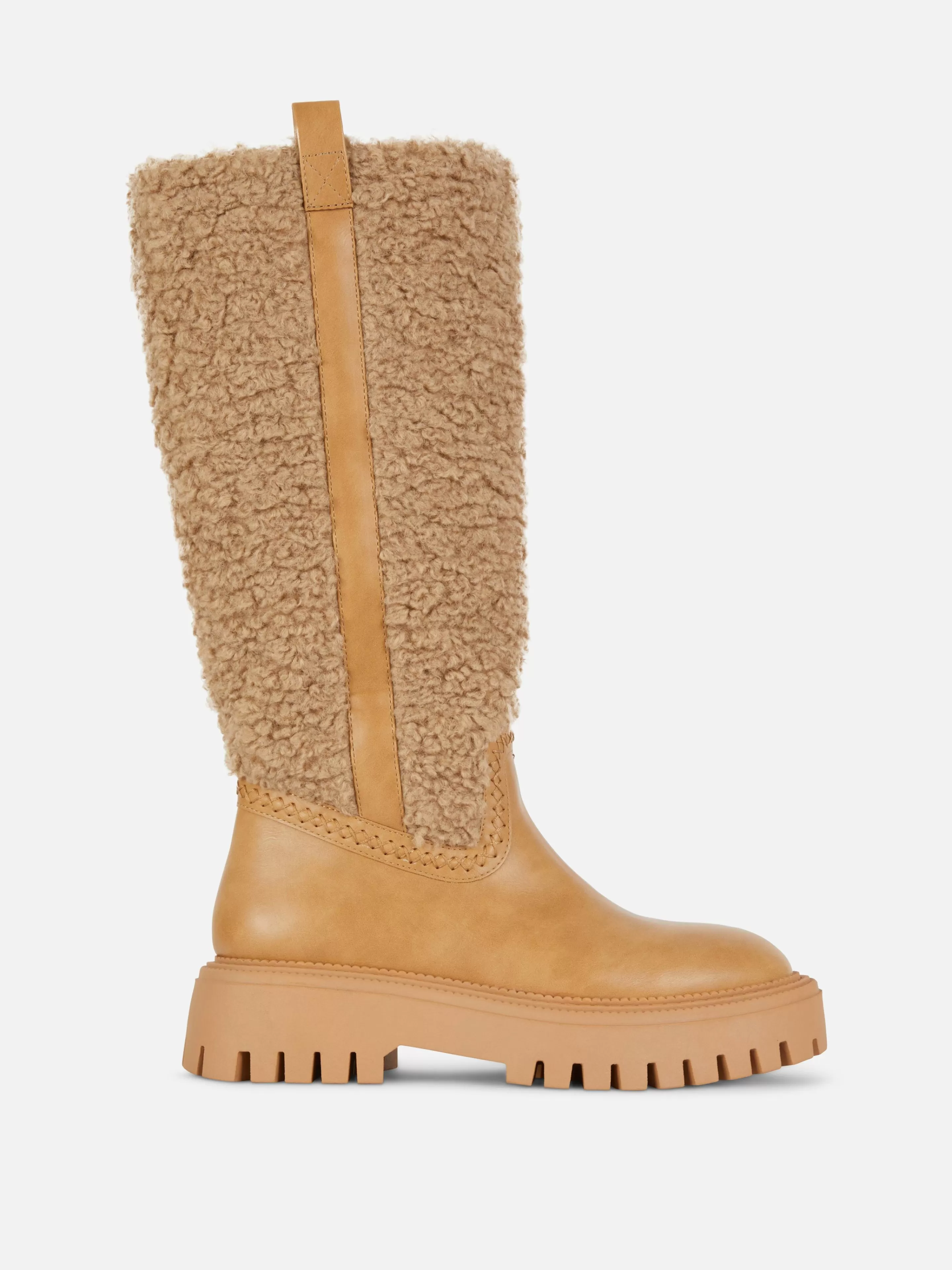 Primark Stiefel | Kniehohe „Rita Ora“ Borg-Stiefel Beige