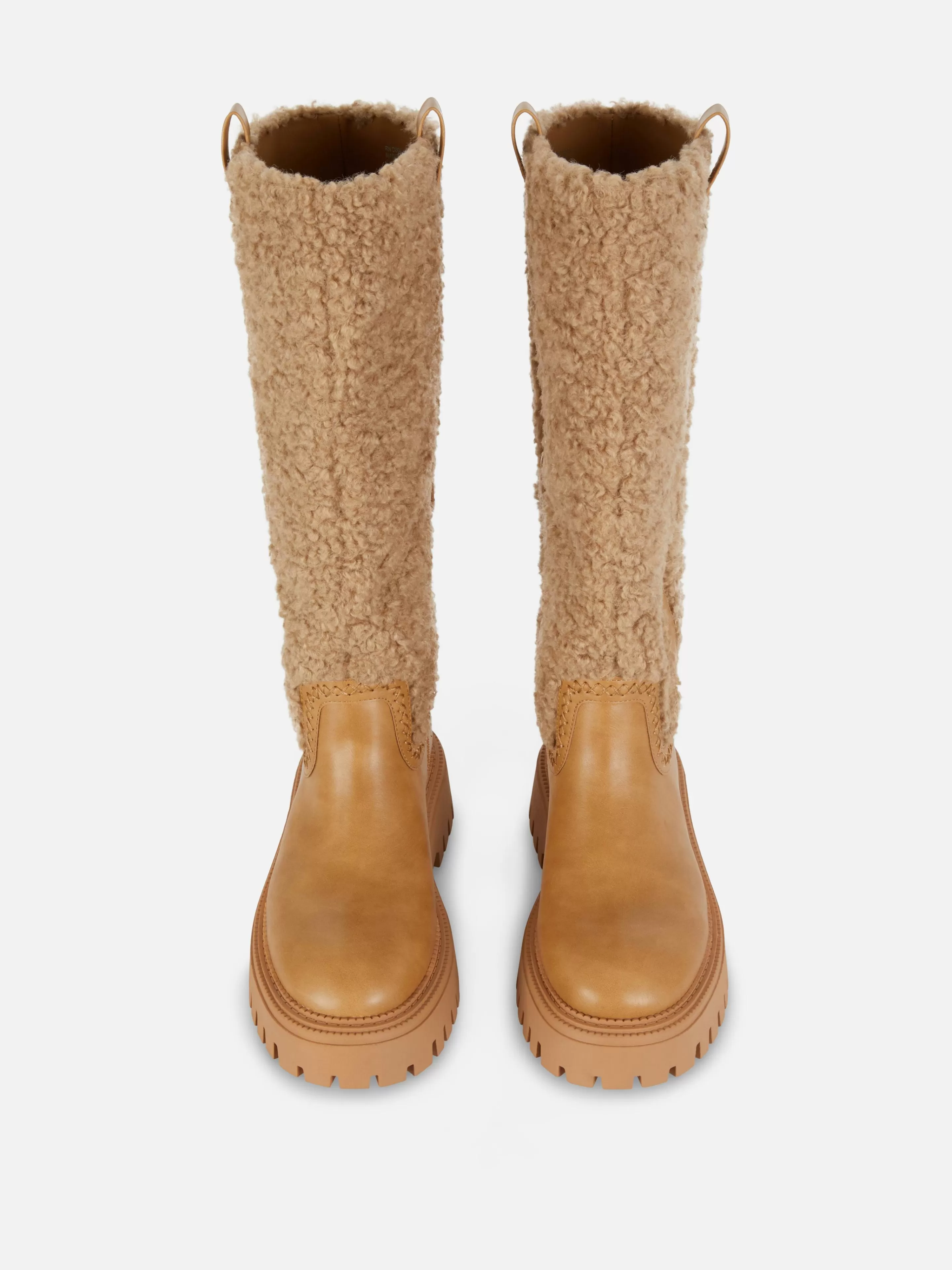 Primark Stiefel | Kniehohe „Rita Ora“ Borg-Stiefel Beige