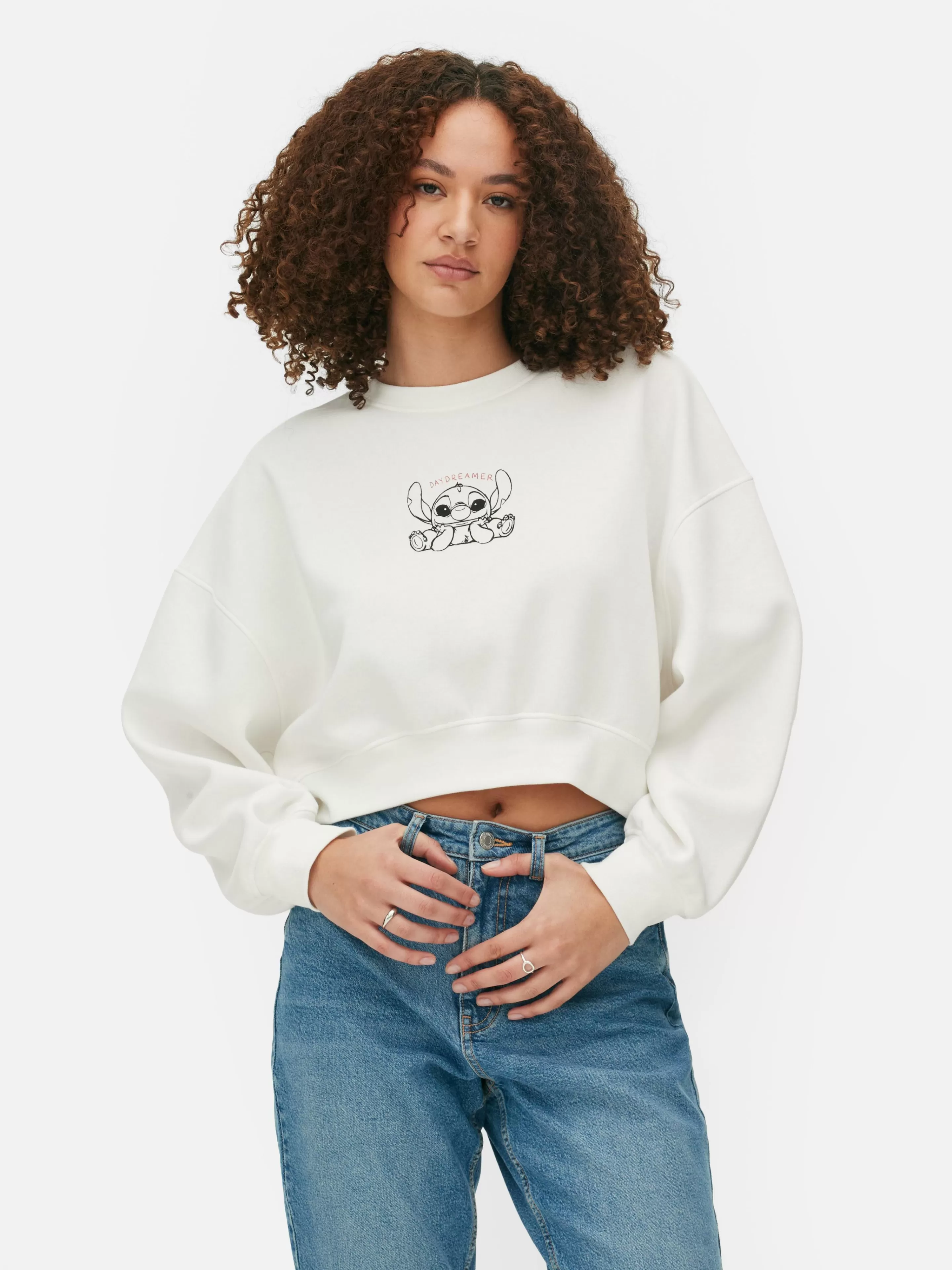 Primark Hoodies Und Sweatshirts | Kurzes „Disneys Stitch“ Sweatshirt Weiß