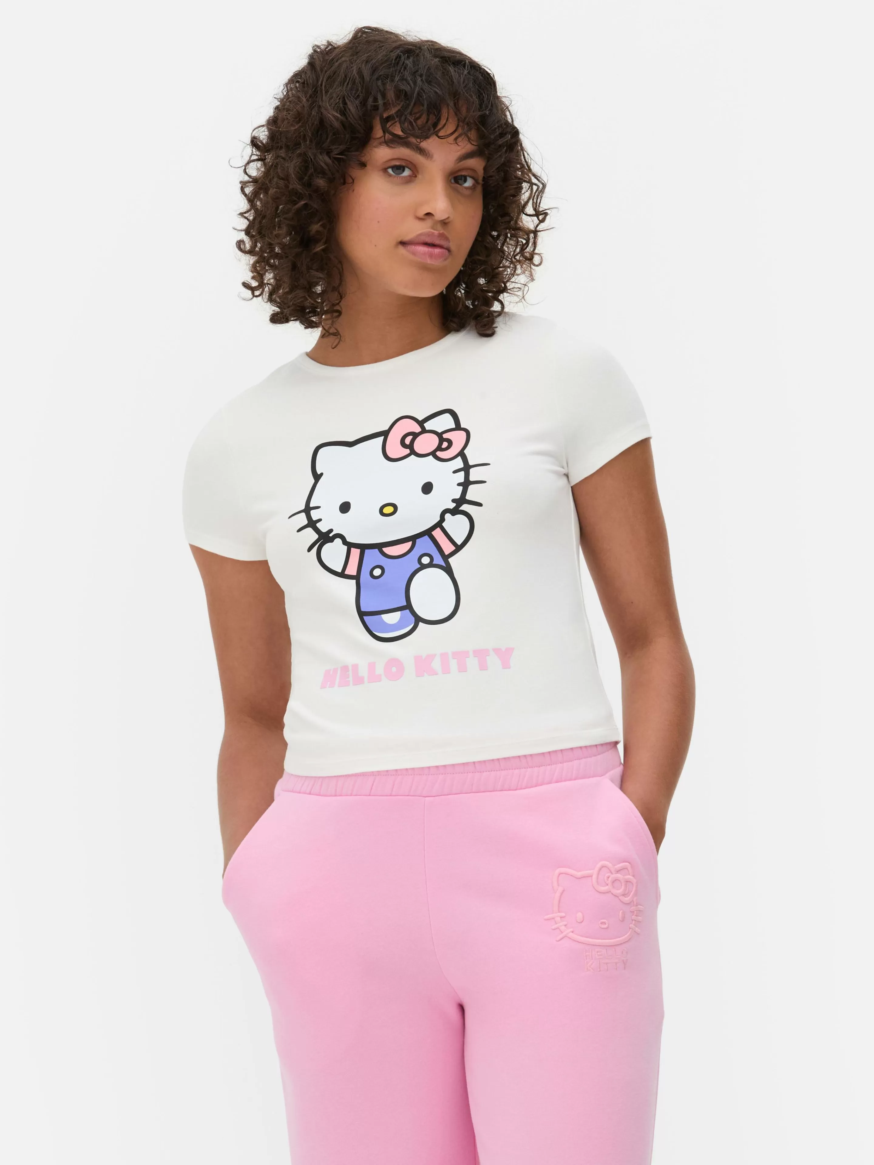 Primark Tops Und T-Shirts | Kurzes „Hello Kitty“ T-Shirt Mit Grafik Elfenbeinfarben