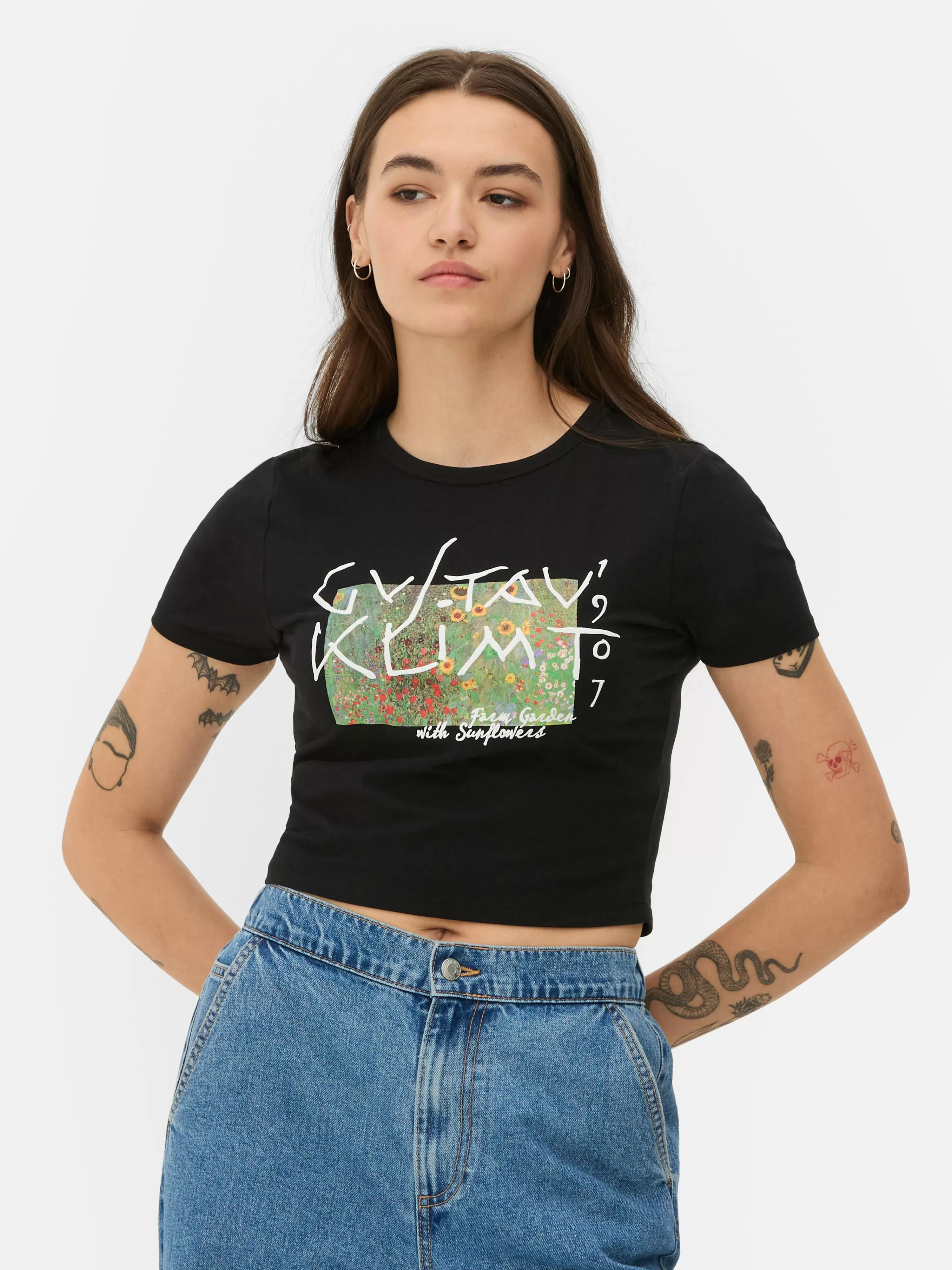 Primark Tops Und T-Shirts | Kurzes T-Shirt Von Gustav Klimt Schwarz