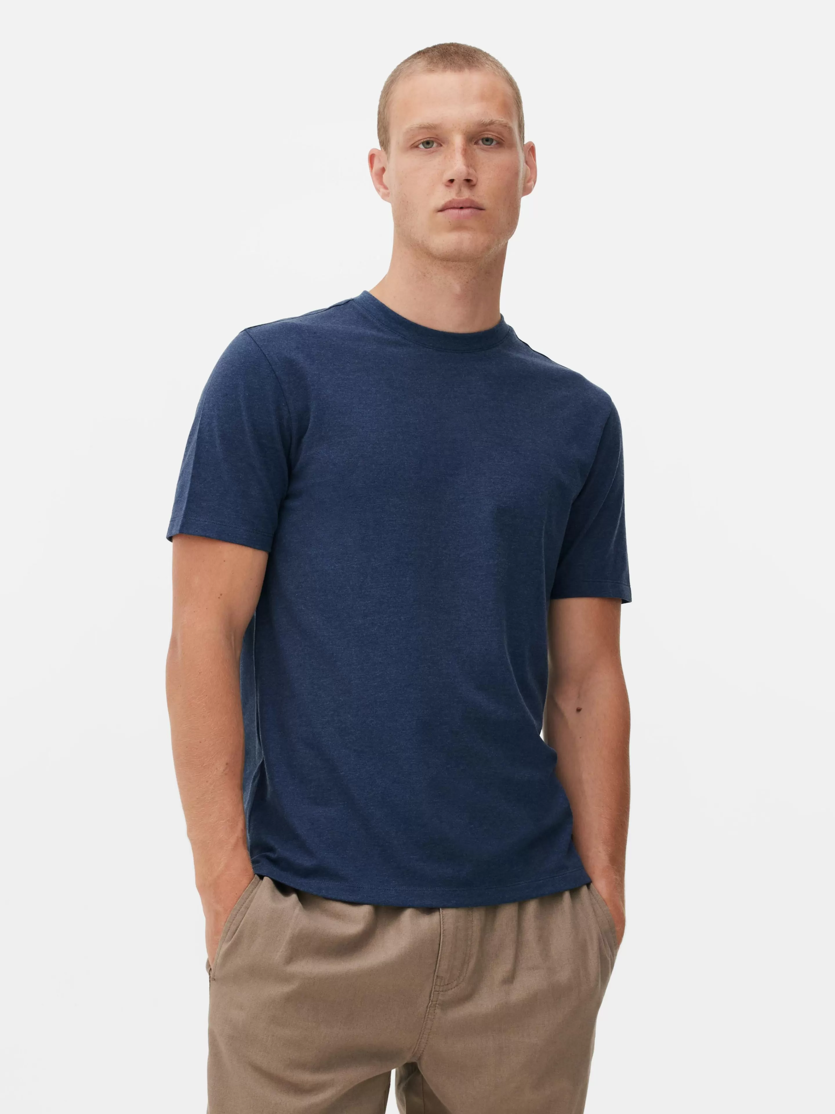 Primark Tops Und T-Shirts | Kurzärmeliges Slim-Fit-T-Shirt Marineblau