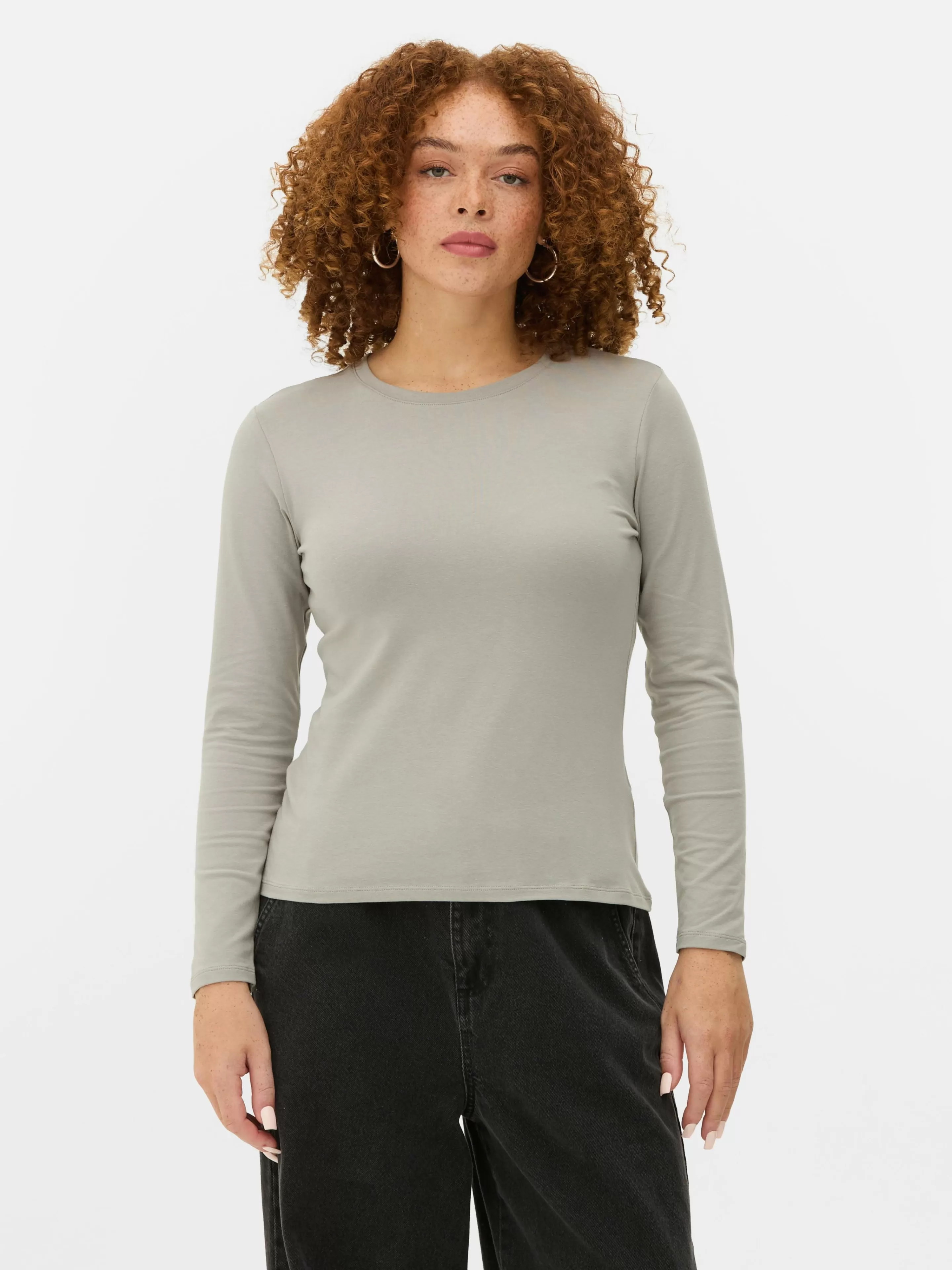 Primark Tops Und T-Shirts | Langarmtop Aus Stretch-Jersey Grau