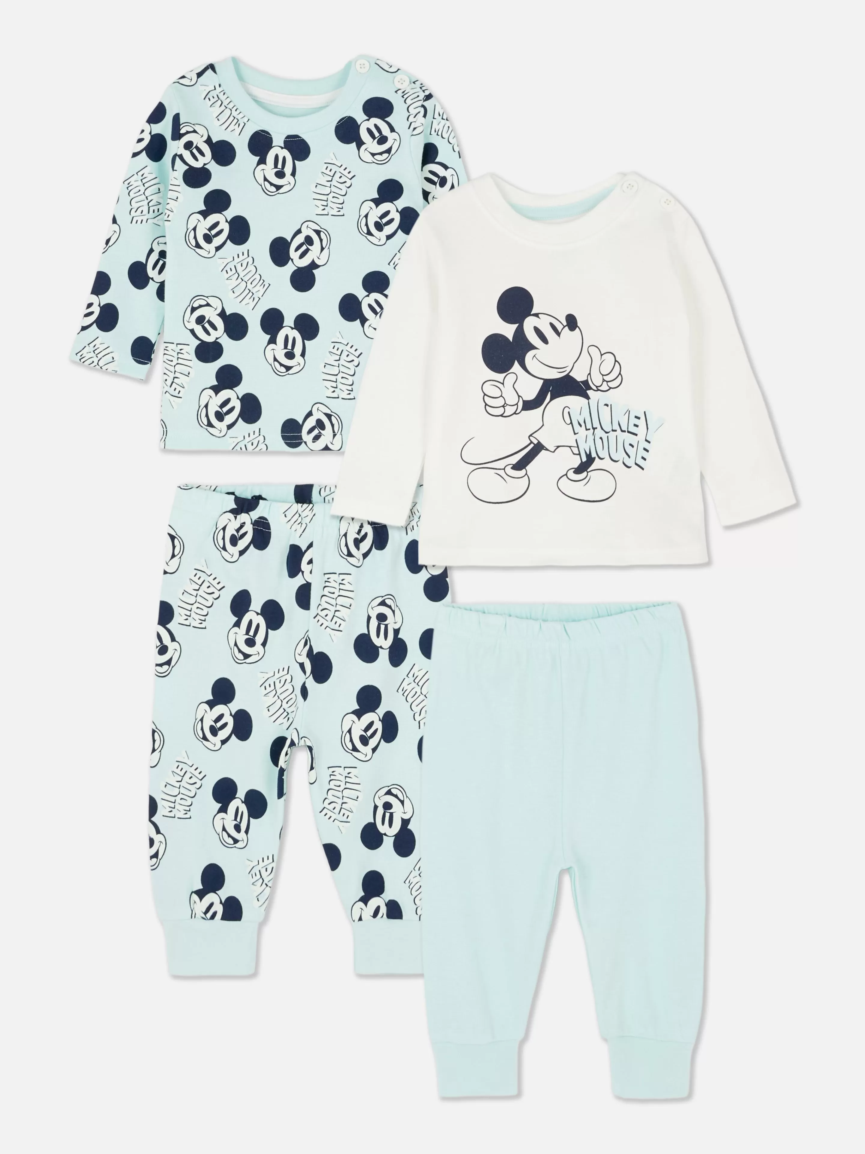 Primark Schlafanzüge Und Nachtwäsche | Lange „Disney Micky Maus“ Schlafanzüge, 2er-Pack Blau