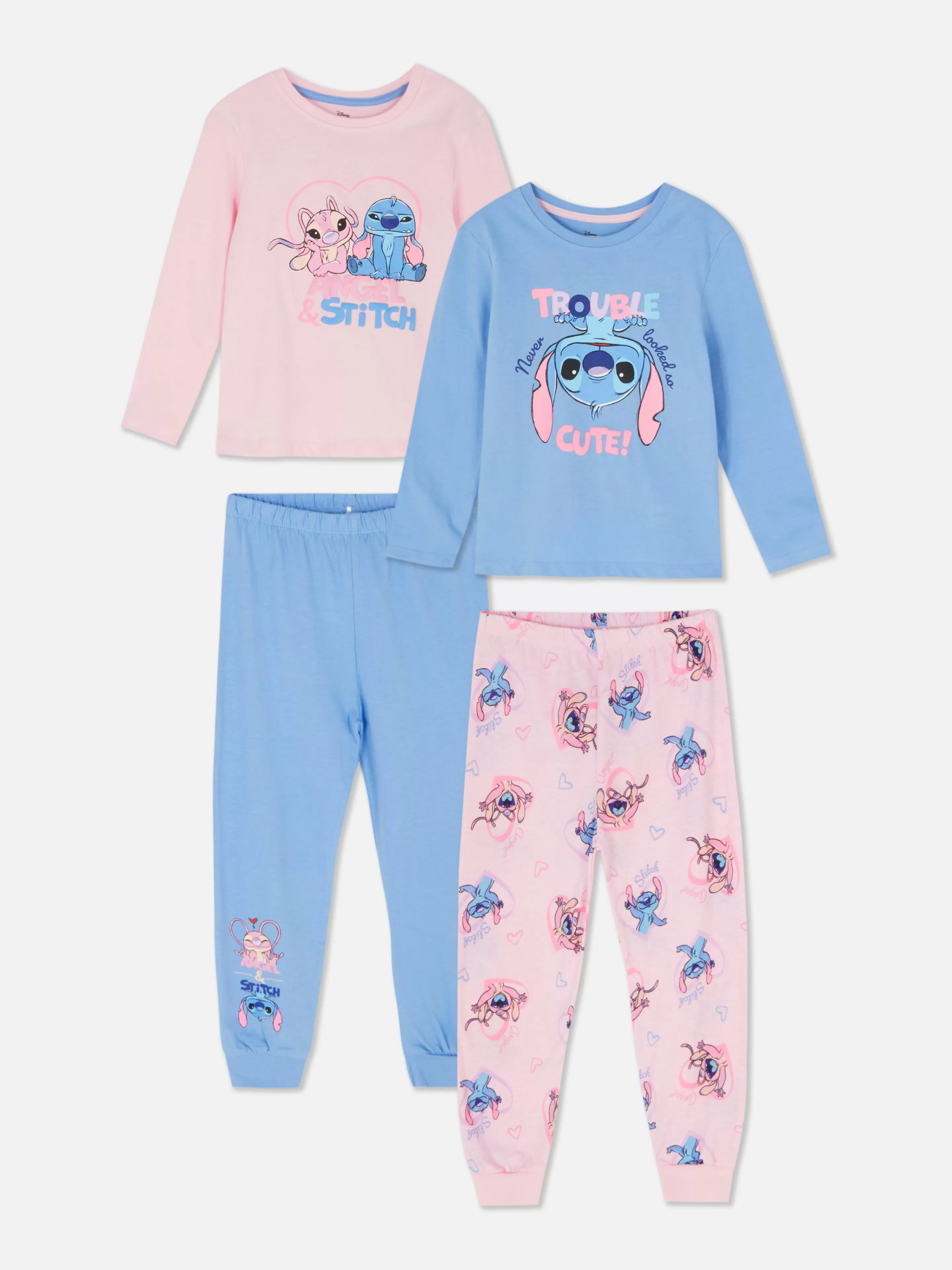 Primark Schlafanzüge Und Nachtwäsche | Langer „Disney Stitch & Engel“ Schlafanzug, 2er-Pack Multi