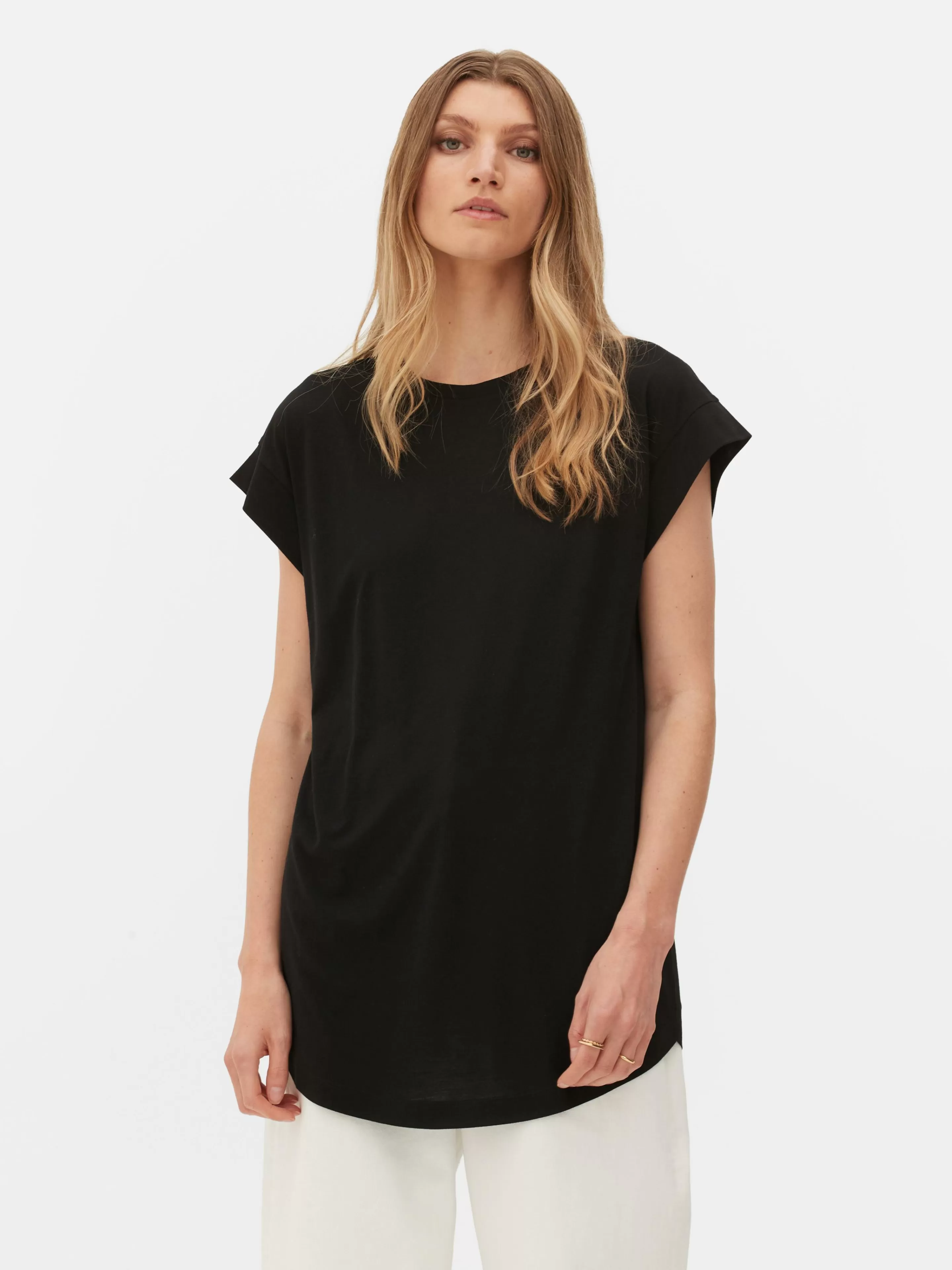 Primark Tops Und T-Shirts | Langes Essential-T-Shirt Schwarz