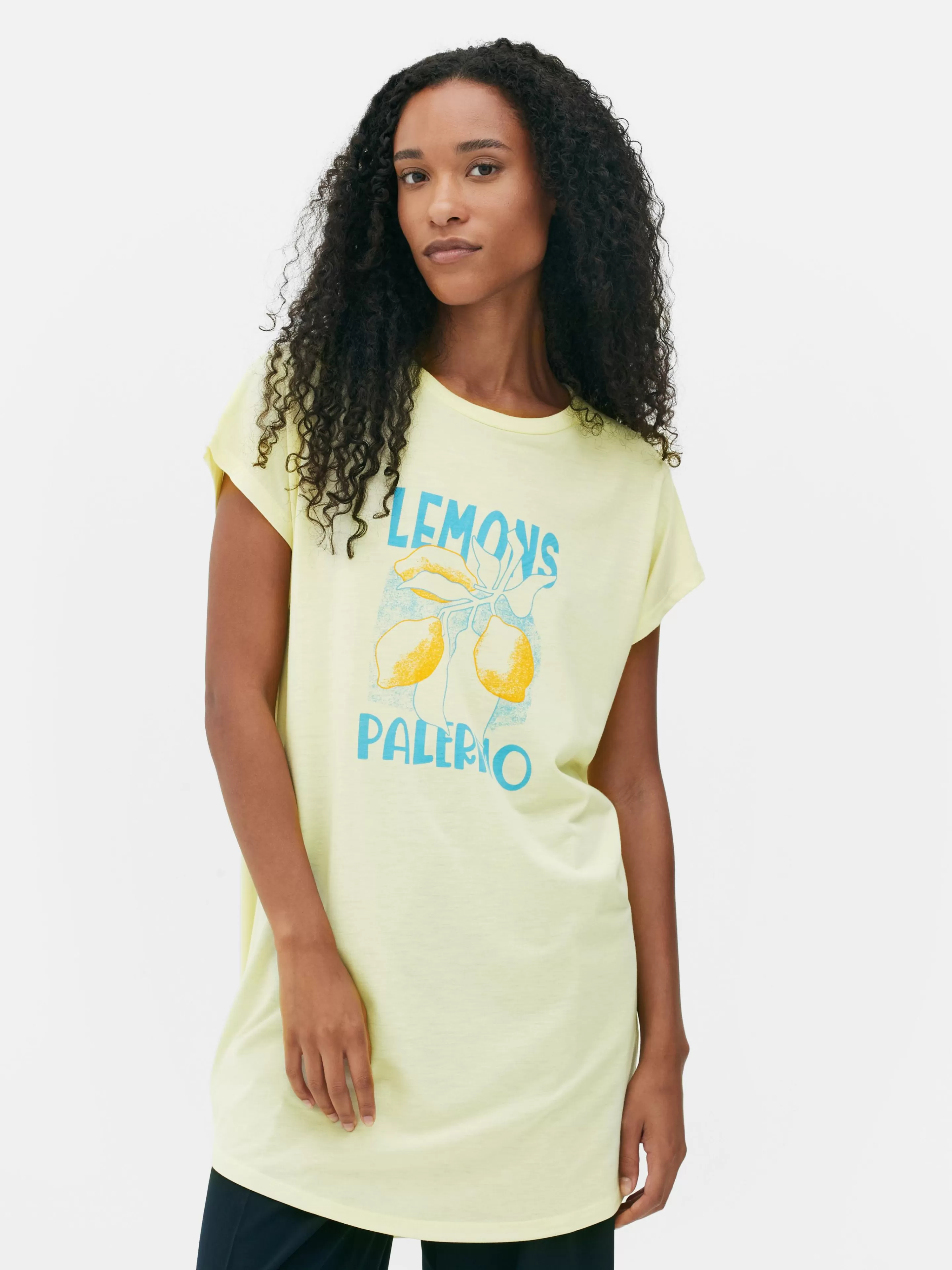 Primark Tops Und T-Shirts | Langes Jersey-T-Shirt Zitronengelb