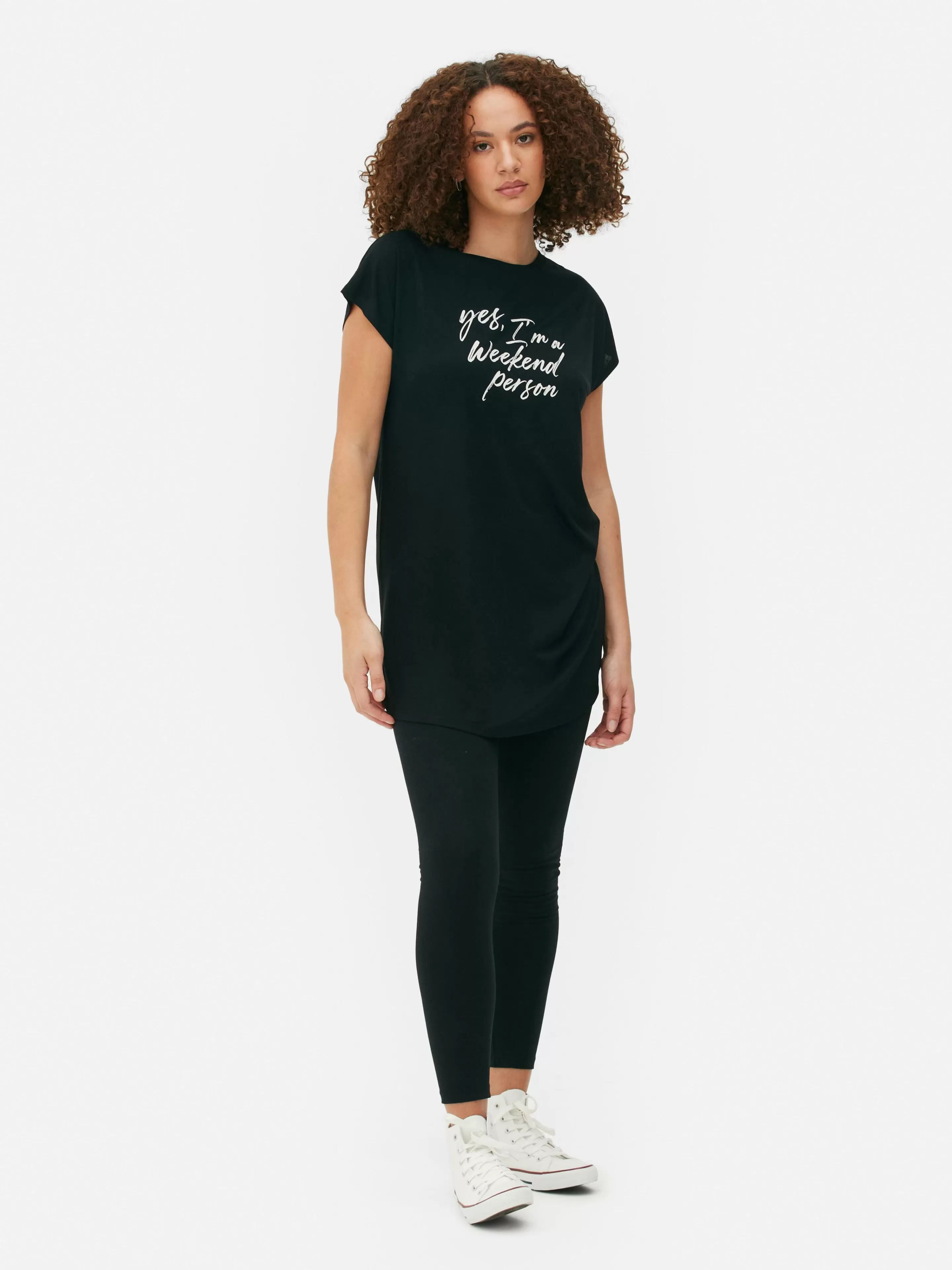 Primark Tops Und T-Shirts | Langes T-Shirt Mit Rundhalsausschnitt Schwarz