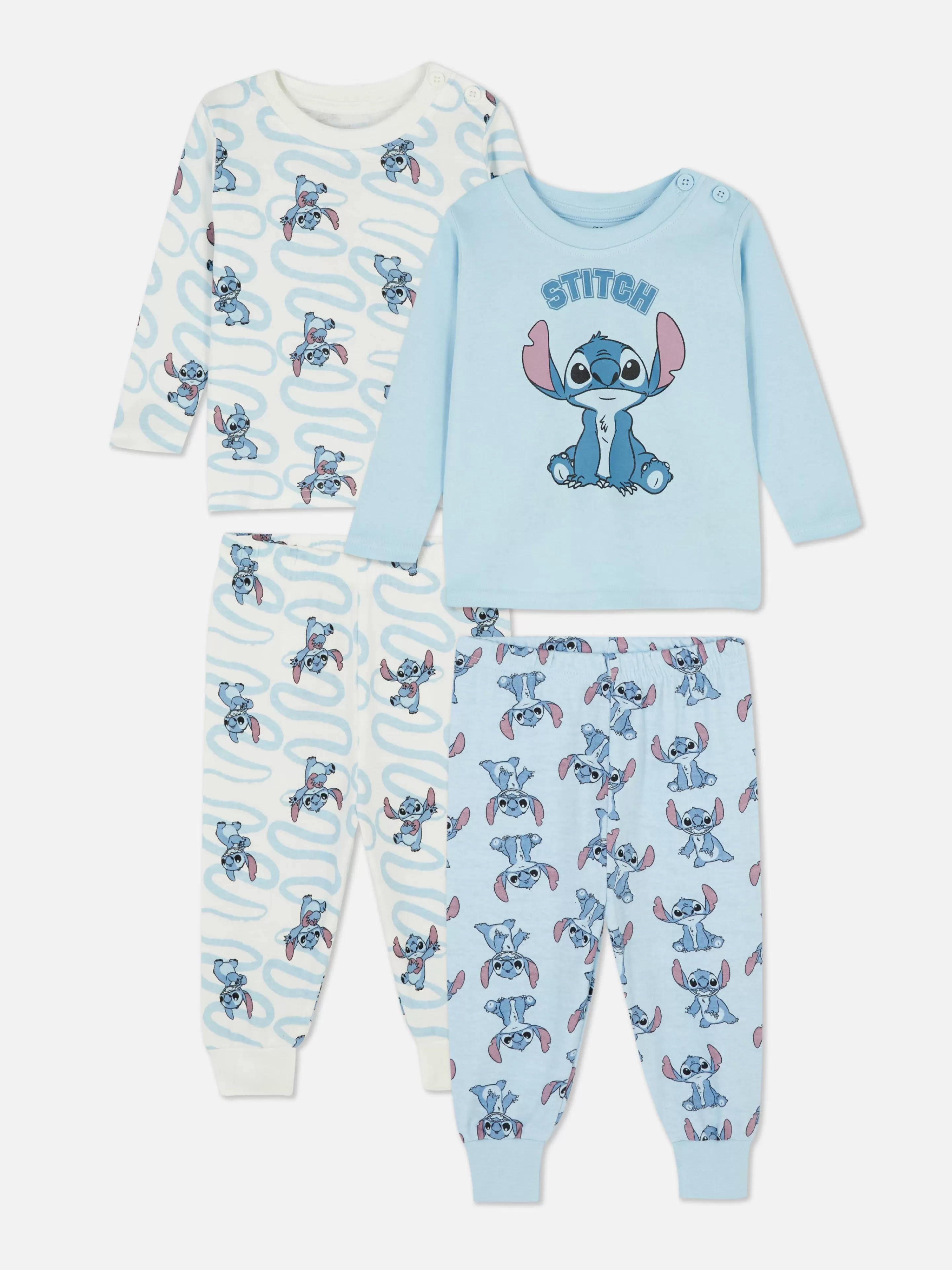 Primark Schlafanzüge Und Nachtwäsche | Schlafanzüge Und Nachtwäsche | Langärmeliger „Disney Stitch“ Schlafanzug, 2er-Pack Blau