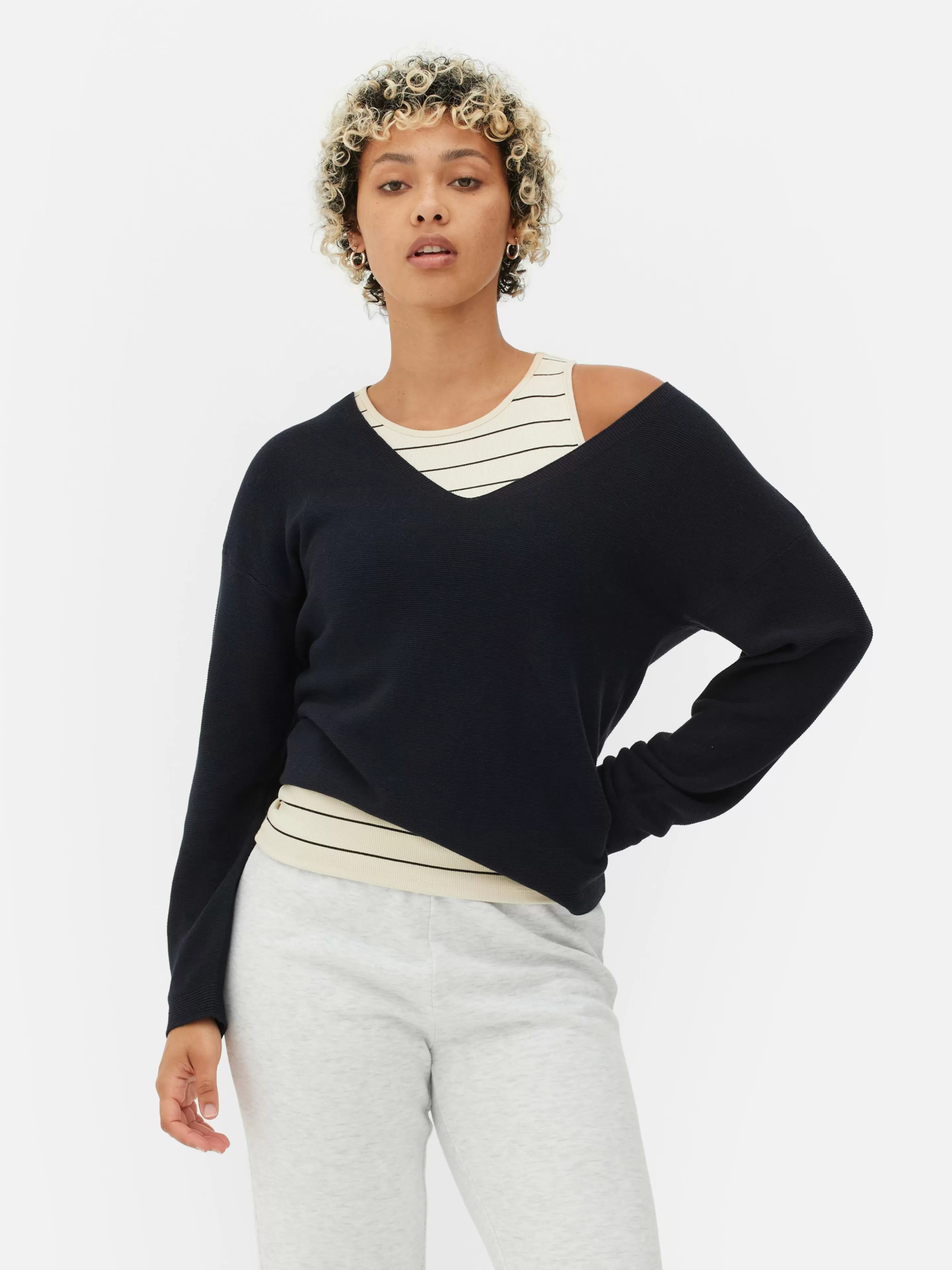 Primark Pullover Und Cardigans | Langärmeliger Pullover Mit U-Boot-Ausschnitt Marineblau