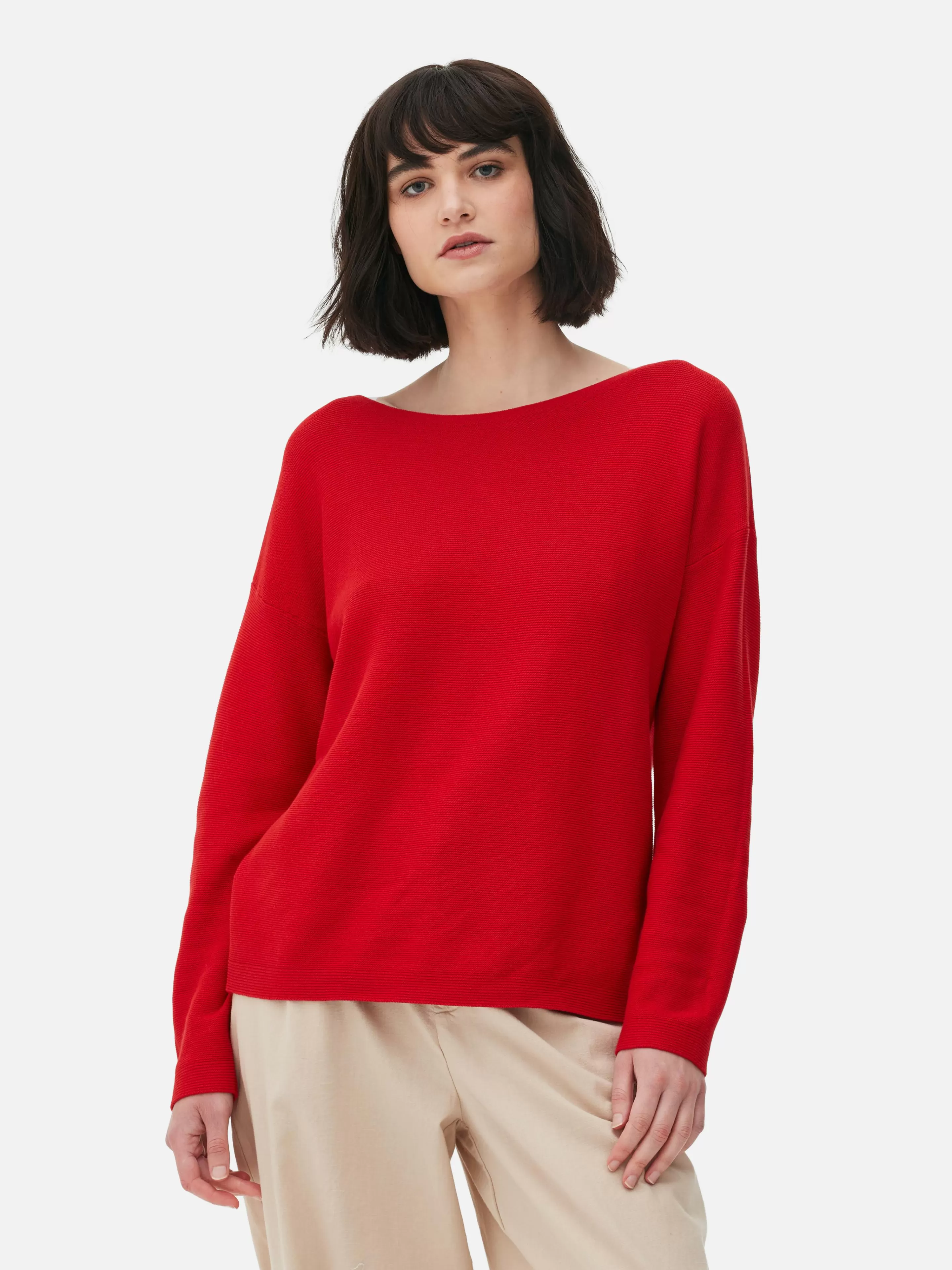 Primark Pullover Und Cardigans | Langärmeliger Pullover Mit U-Boot-Ausschnitt Rot