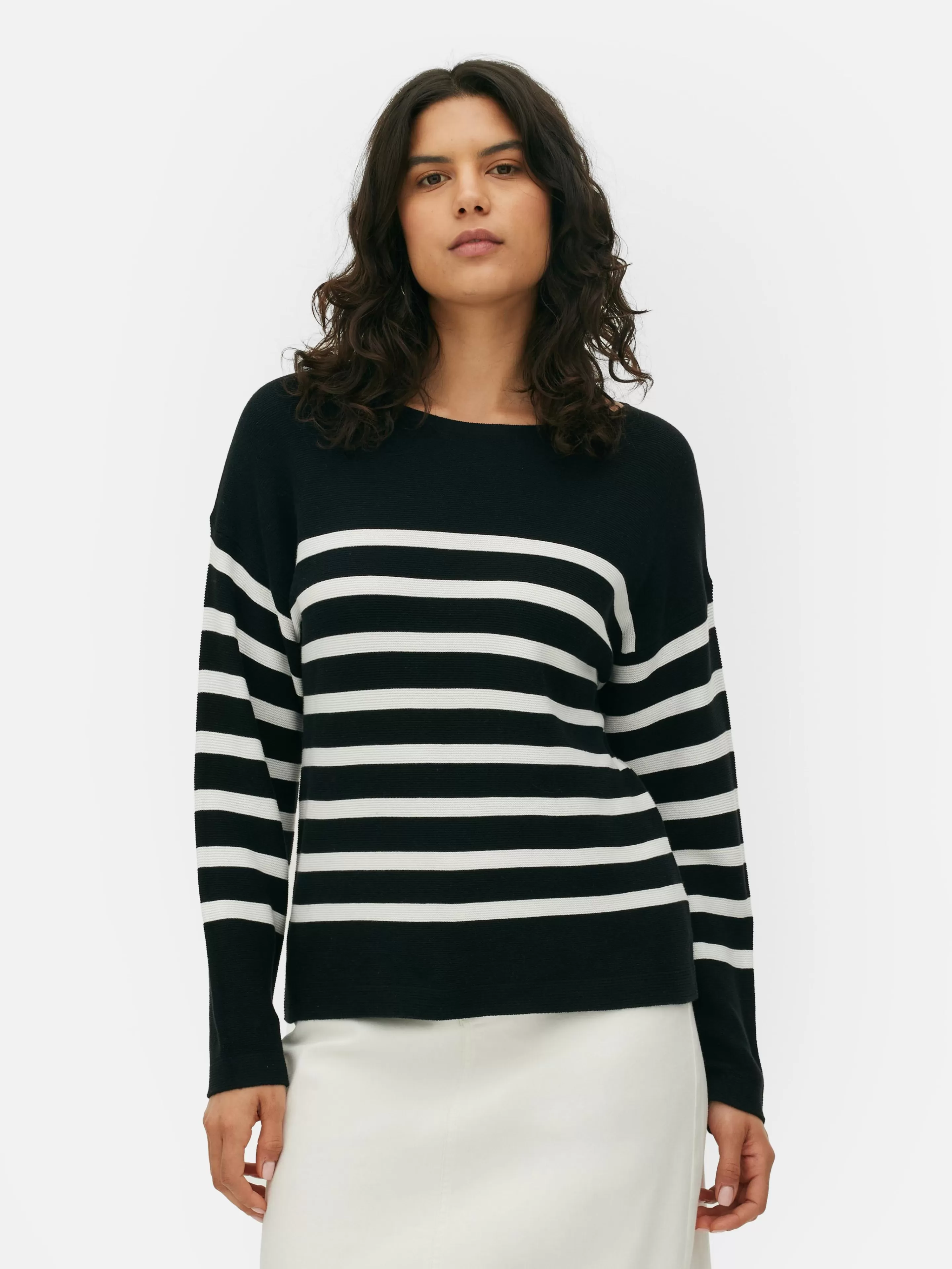 Primark Pullover Und Cardigans | Langärmeliger Pullover Mit U-Boot-Ausschnitt Schwarz/Weiß